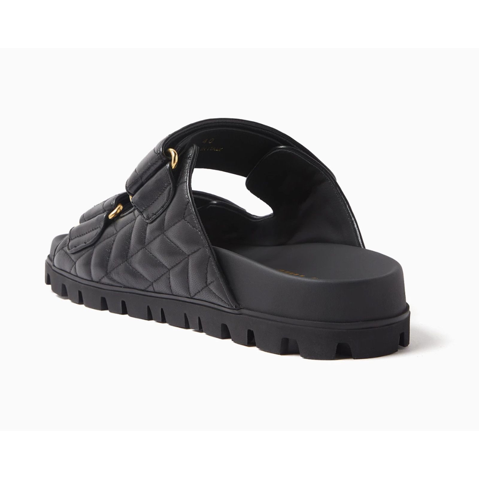 Miu Miu Miu Miu Matelasse Black Gold Logo Flat Slide Sandal 39 Size US 9 / IT 39 - 14 Thumbnail
