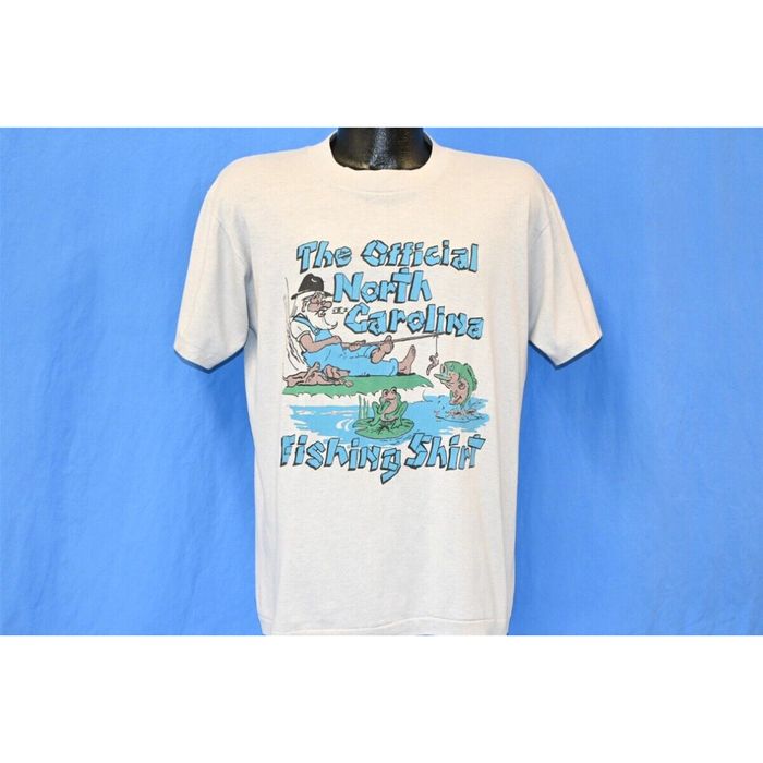 Vintage vintage 80s OFFICIAL NORTH CAROLINA FISHING SHIRT HILLBILLY FUNNY  t-shirt L