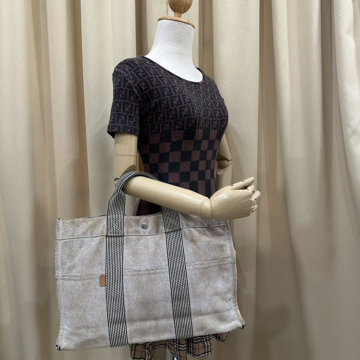 ‼️LASTDROP‼️ HERMES FOURRE TOUT MM DIRTY CANVAS HAND TOTE BAG
