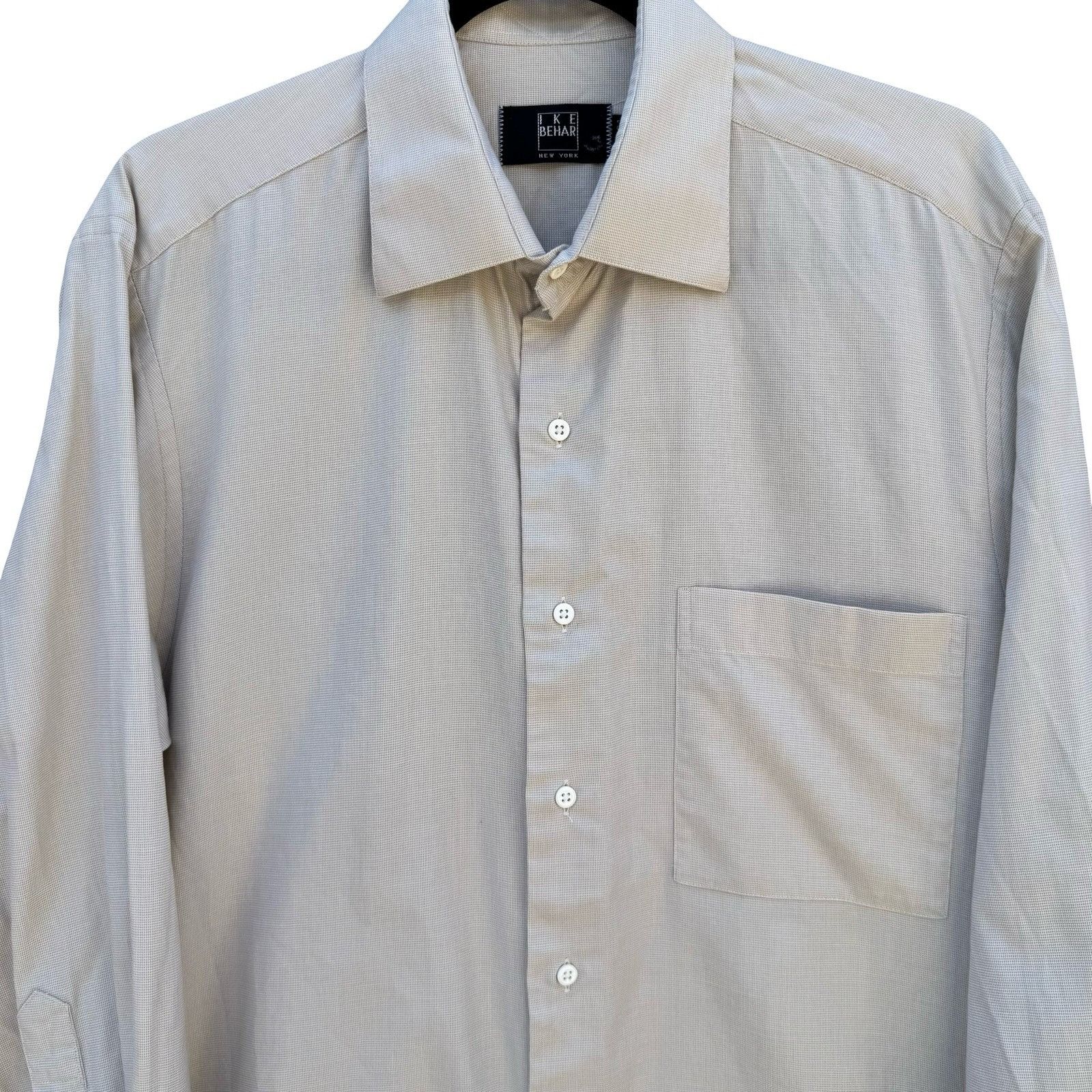 Ike Behar Ike Behar New York Mens Tan Micro Check Dress Shirt 15.5 34 Size US M / EU 48-50 / 2 - 3 Thumbnail