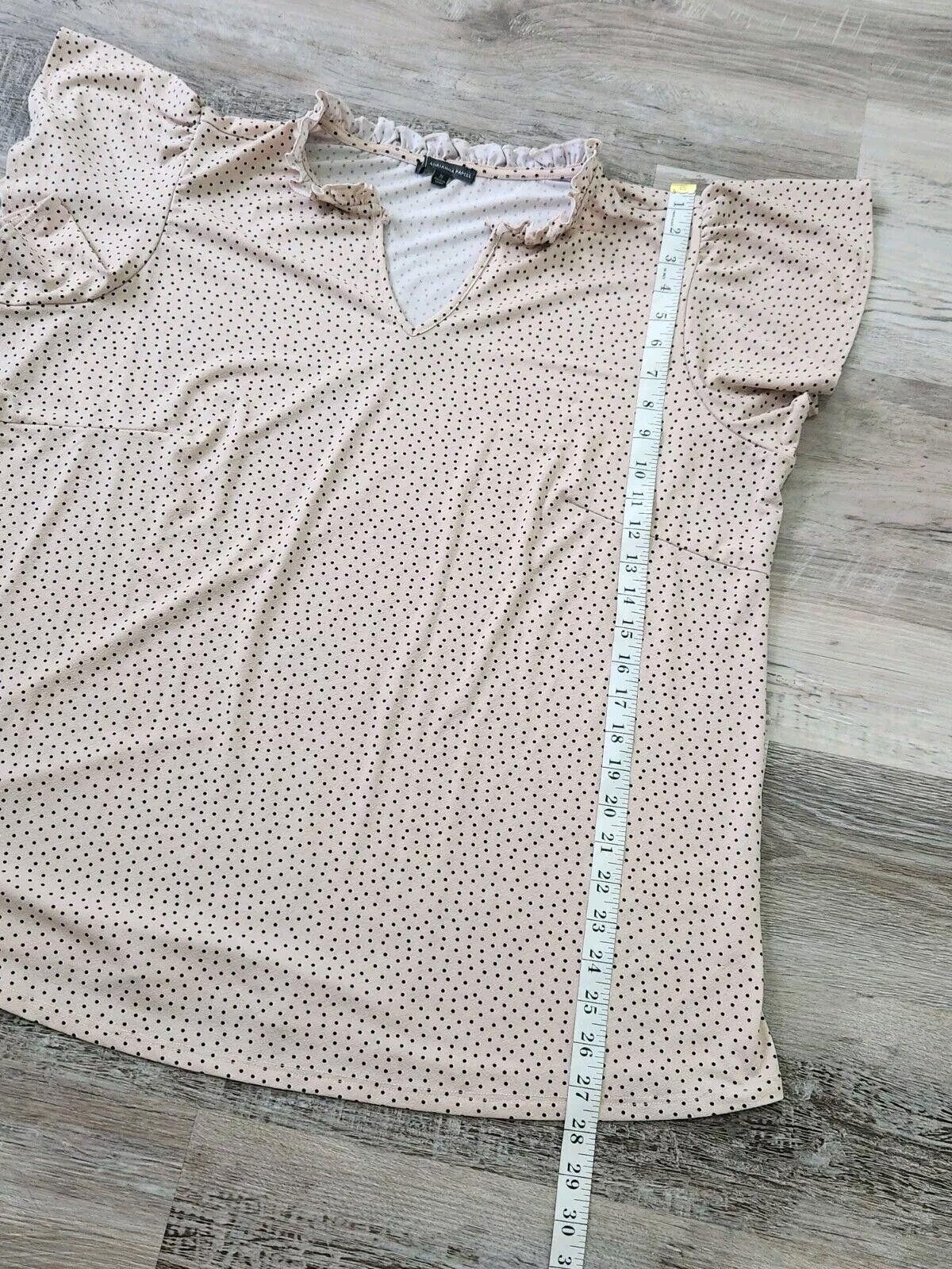 Designer Adrianna Papell Top Plus Size 2x Blush Pink Polka Dot Size XXL / US 16-18 / IT 52-54 - 7 Thumbnail