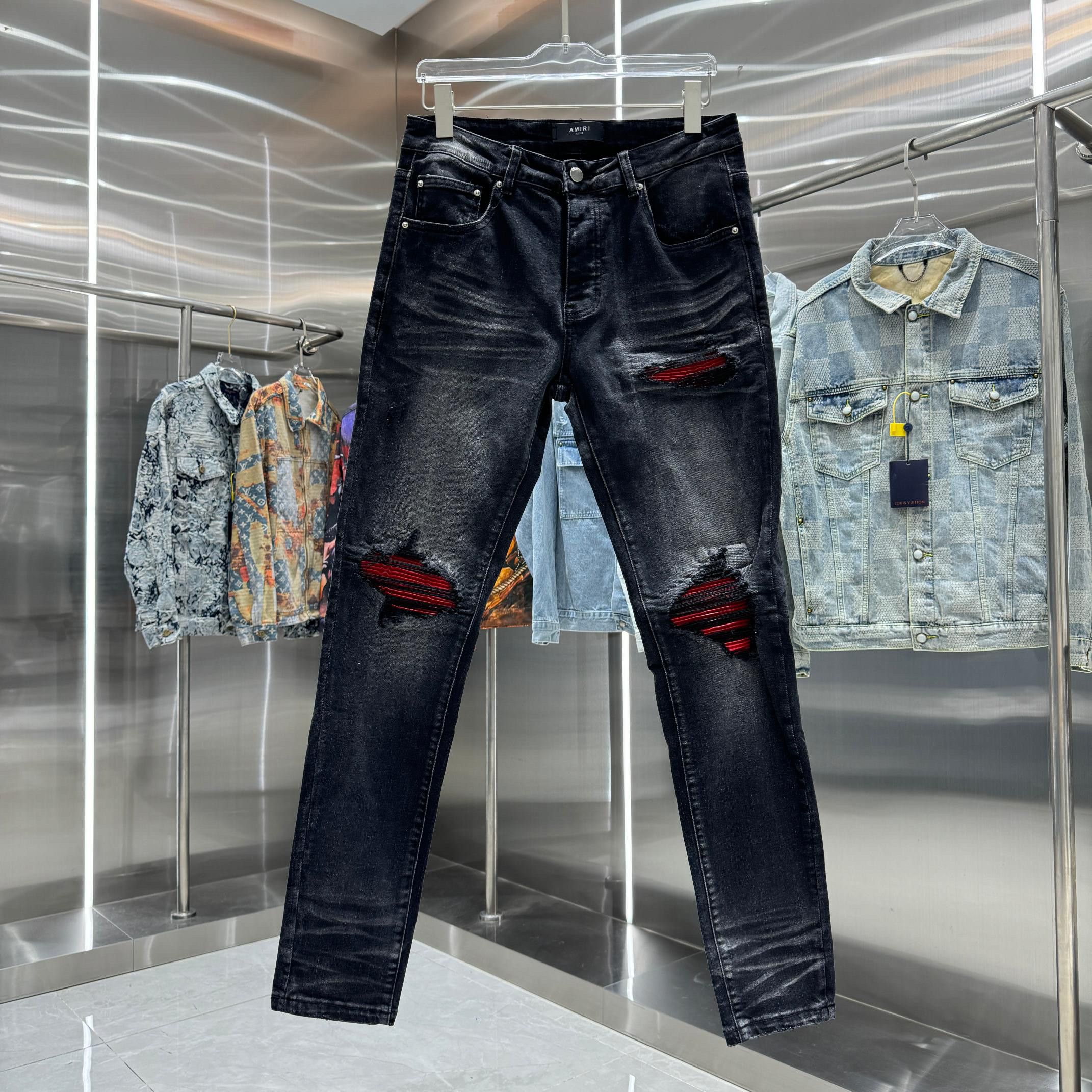 Other Broken hole street trend slim fit small leg elastic jeans Size US 34 / EU 50 - 1 Thumbnail
