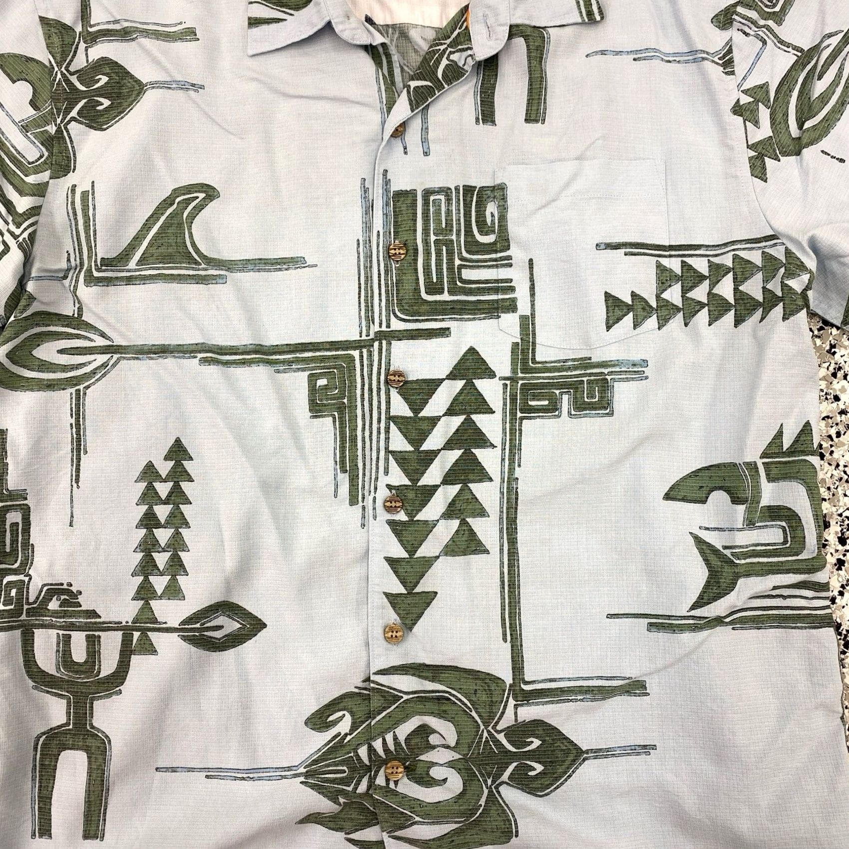 Quiksilver VINTAGE Quiksilver Shirt Mens XL Blue Tribal Grunge Print Short Sleeve Button-Up Geometric 90s Size US XL / EU 56 / 4 - 2 Thumbnail