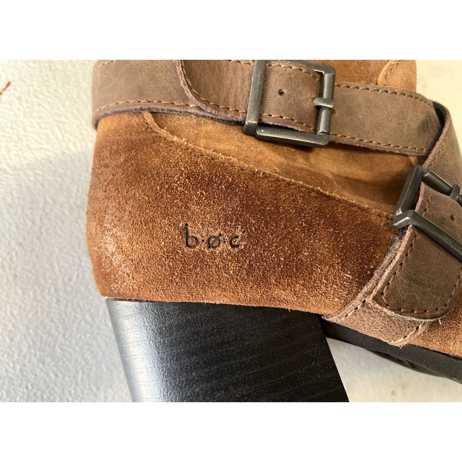 Vintage B.O.C. Women Knee High Boots Brown Suede Cowgirl Buckles Winter Fall Zip 6 Size US 6 / IT 36 - 4 Thumbnail