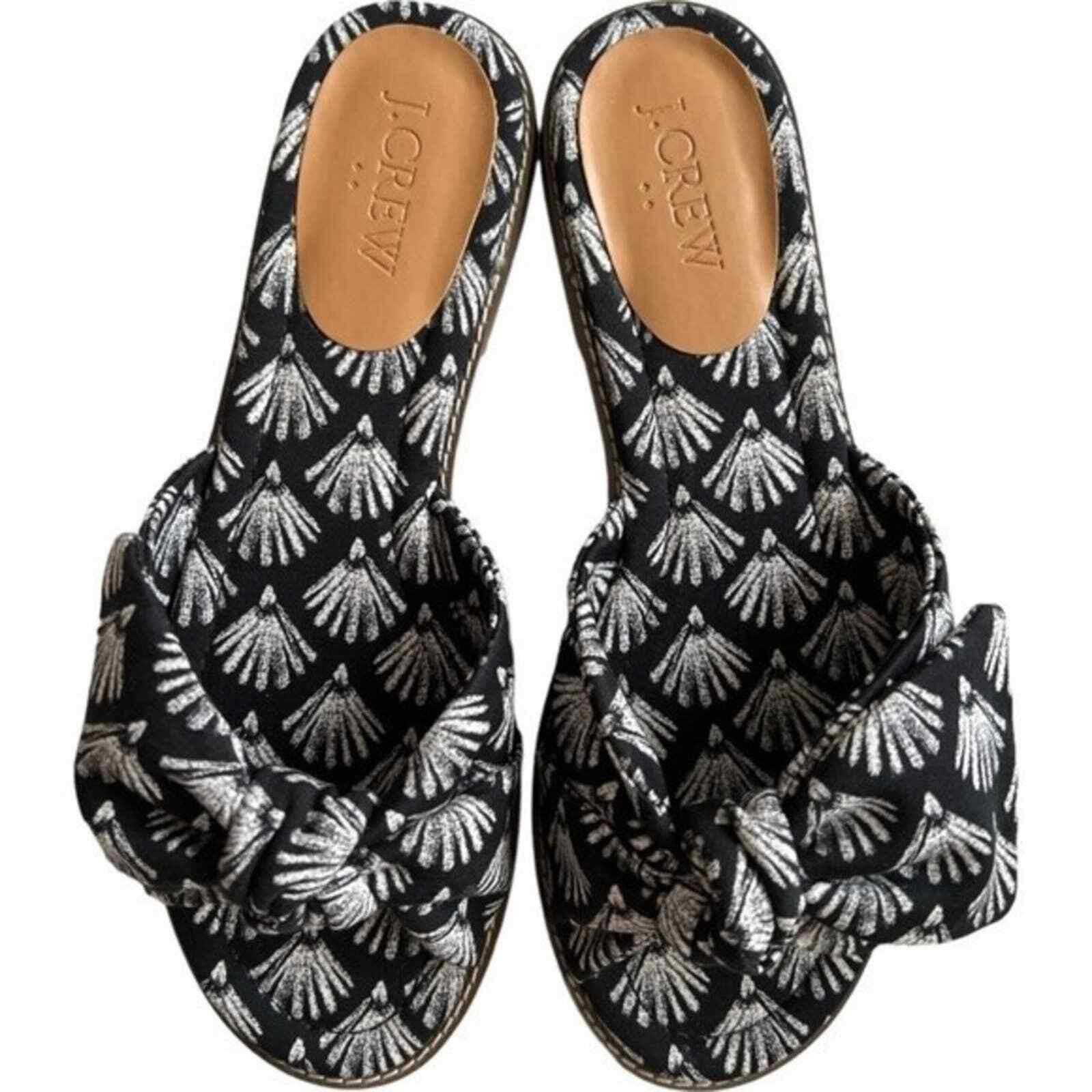 J.Crew J.Crew Black Ivory Printed Knot Slide Sandals, US7 Size US 7 / IT 37 - 7 Thumbnail
