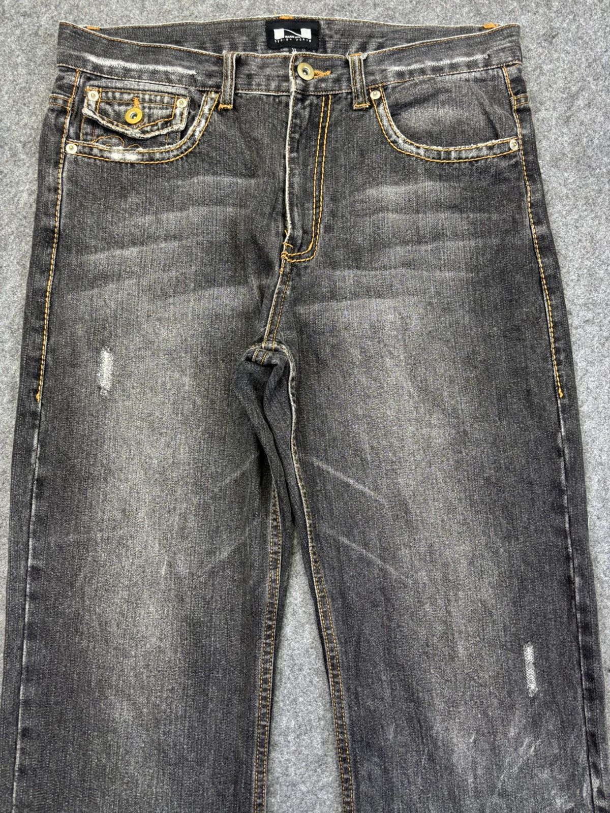 Japanese Brand 💥Flare💥Nylaus Design Works Black Wash Flare Denim F901 Size US 33 - 3 Thumbnail