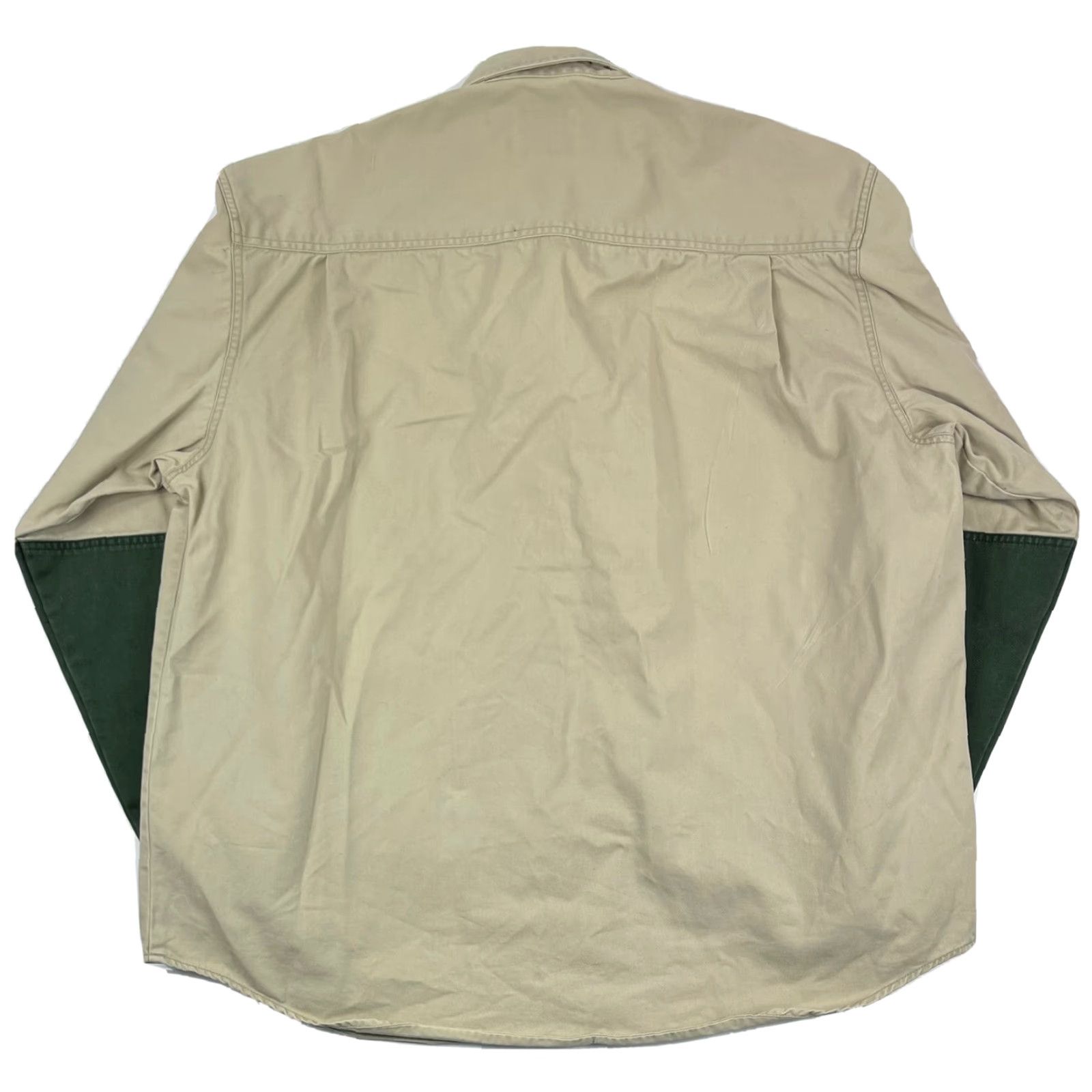 Vintage VINTAGE Woolrich Shirt XX-Large Button-Up Long Sleeve Hunting Quilted Shoulder Khaki Beige Padded Logo Mens Size US XXL / EU 58 / 5 - 3 Thumbnail