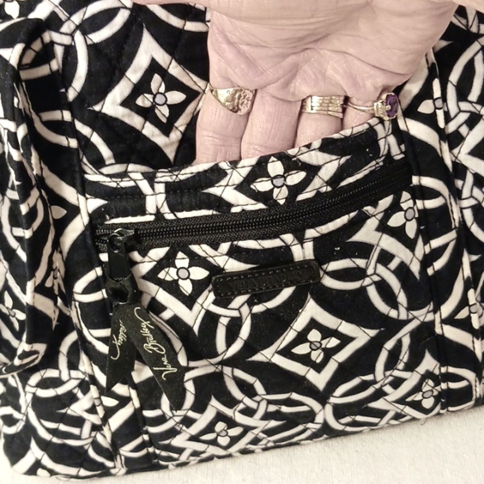 Vera Bradley Vera Bradley Shoulder Bag BLACK WHITE Paisley Minimalist Size ONE SIZE - 7 Thumbnail