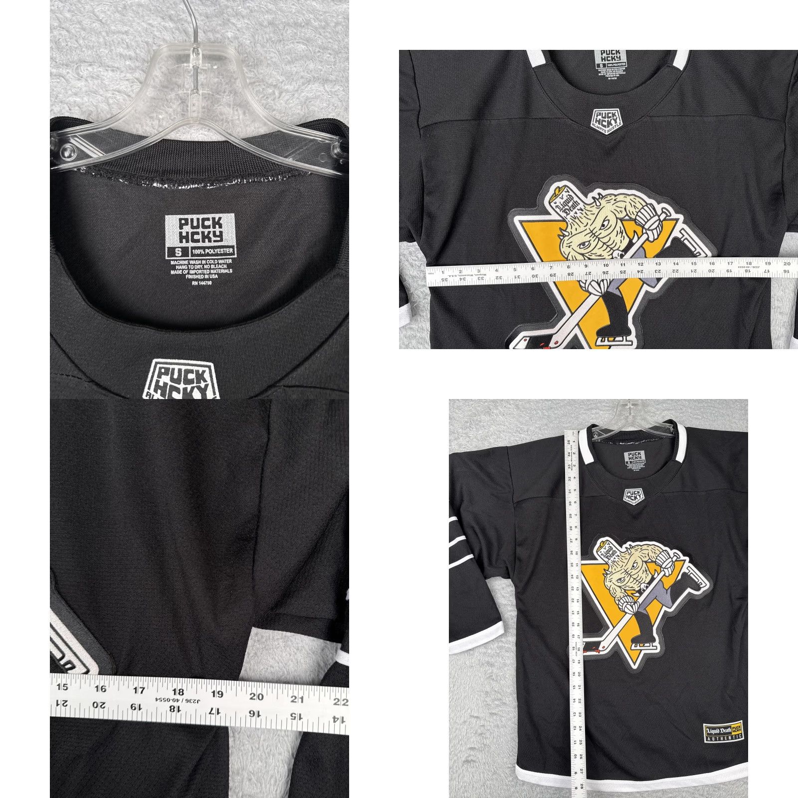 Vintage Liquid Death x Puck Hcky Hockey Jersey Mens Small Black 66 Logo Graphic Penguins Size US S / EU 44-46 / 1 - 8 Thumbnail