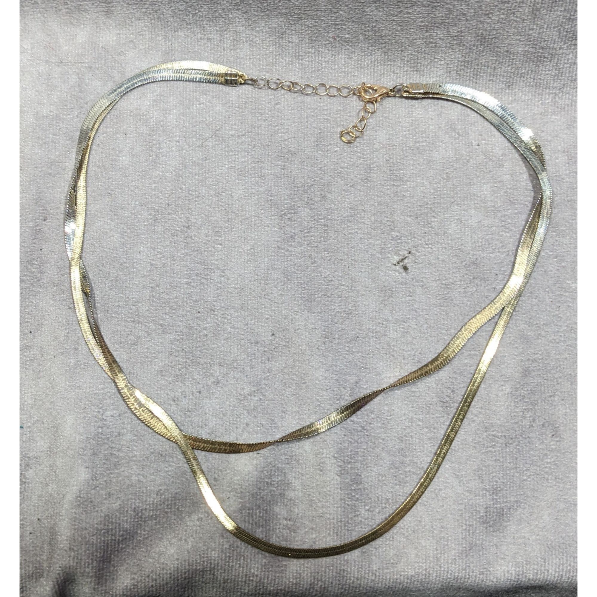 Other Chic Double Layer Silver/Gold Tone Flat Snake Chain Necklace Size ONE SIZE - 8 Thumbnail
