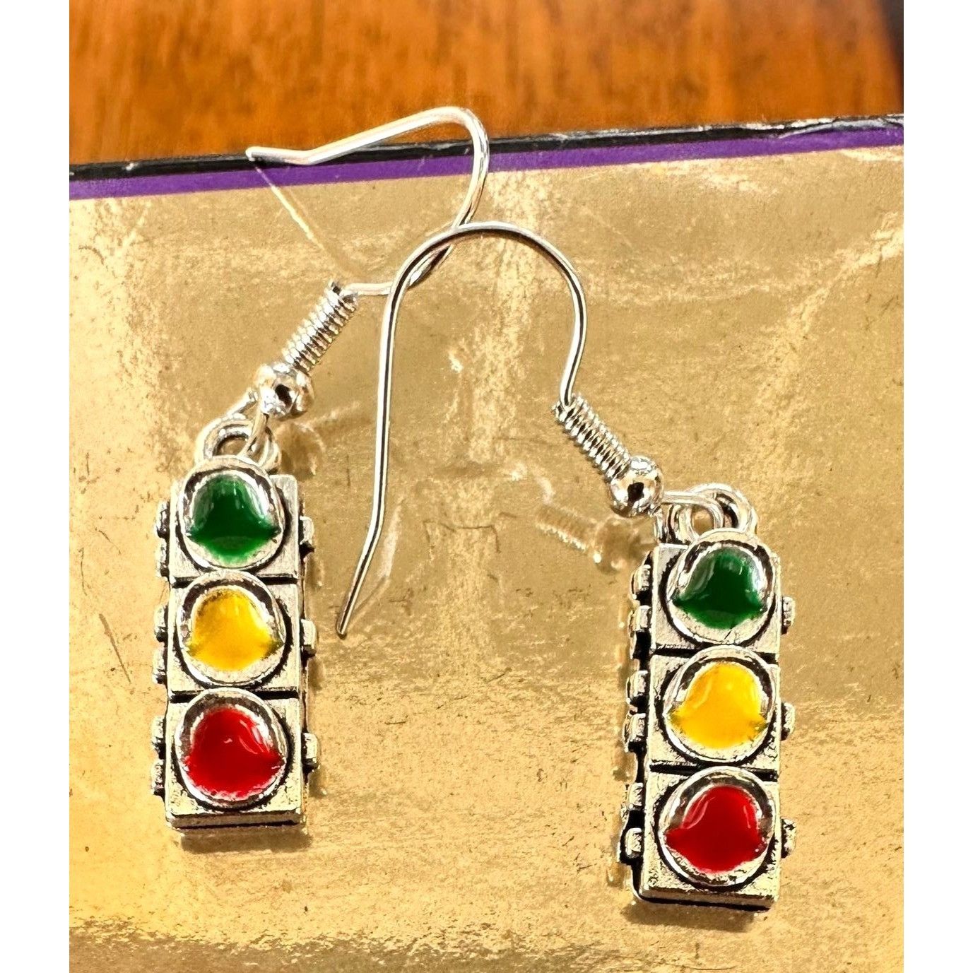 Handmade Traffic Light Earrings Signal New Dangle Hooks Stop Wait Go Size ONE SIZE - 2 Thumbnail