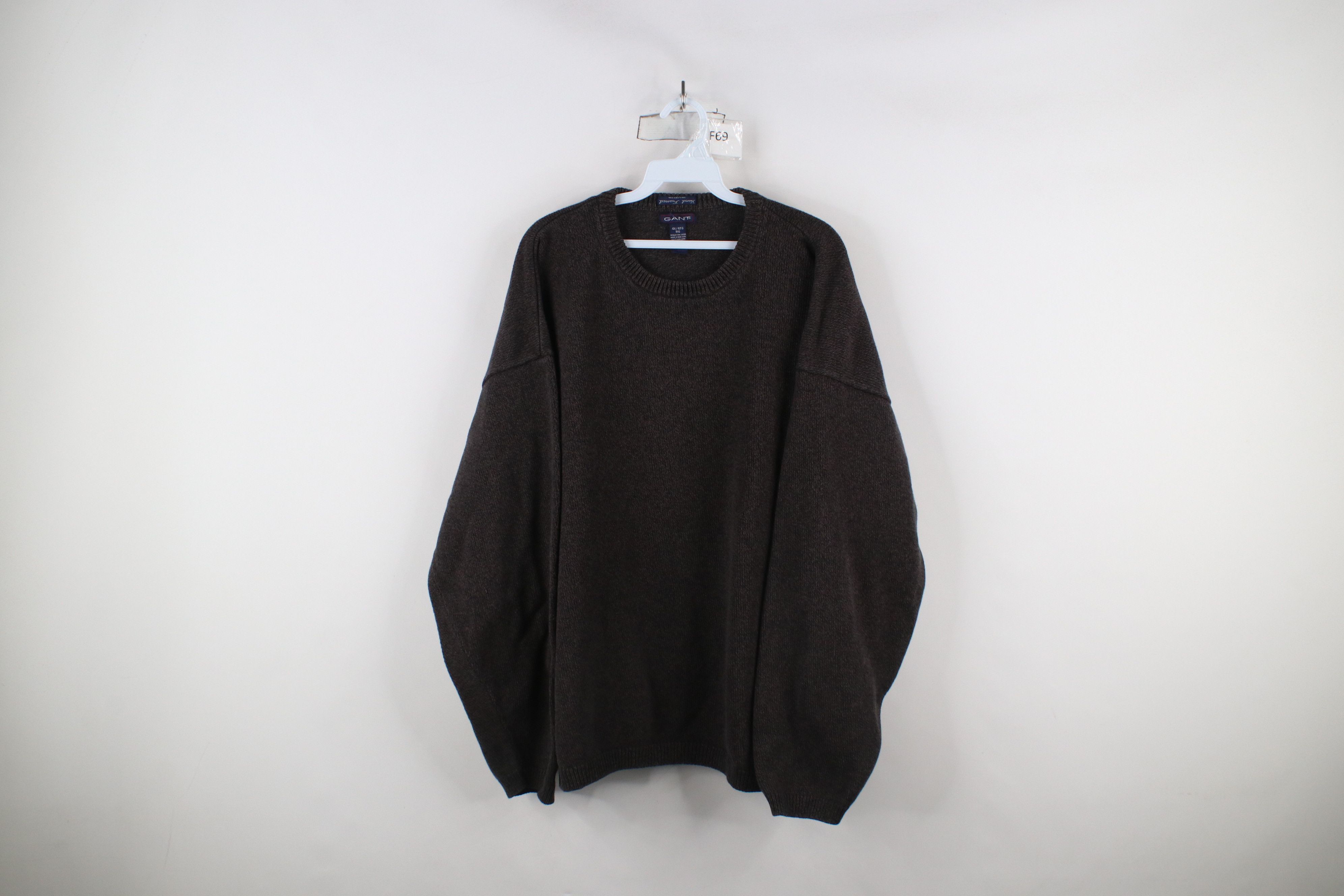 Vintage Vintage 90s Streetwear Cotton Knit Crewneck Sweater Brown Size US XXL / EU 58 / 5 - 1 Thumbnail