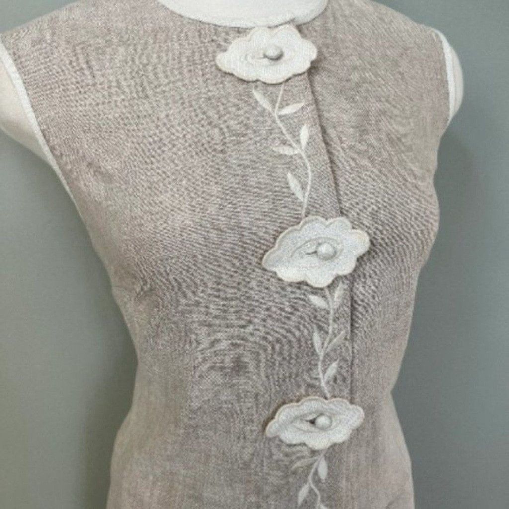 Vintage Vtg 1950s Linen 2pc Embroidered Suit Skirt & Sleeveless Top Size M / US 6-8 / IT 42-44 - 3 Thumbnail