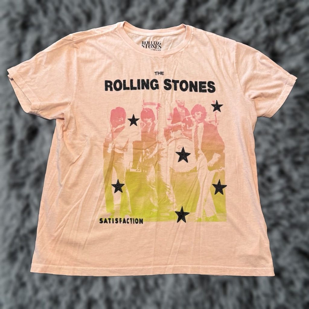 Lucky Brand Lucky Brand THE ROLLING STONES Women’s T Shirt Size Large Pink 100% Cotton Crew Neck Short Sleeve Rock Music Womens Size L / US 10 / IT 46 - 1 Thumbnail