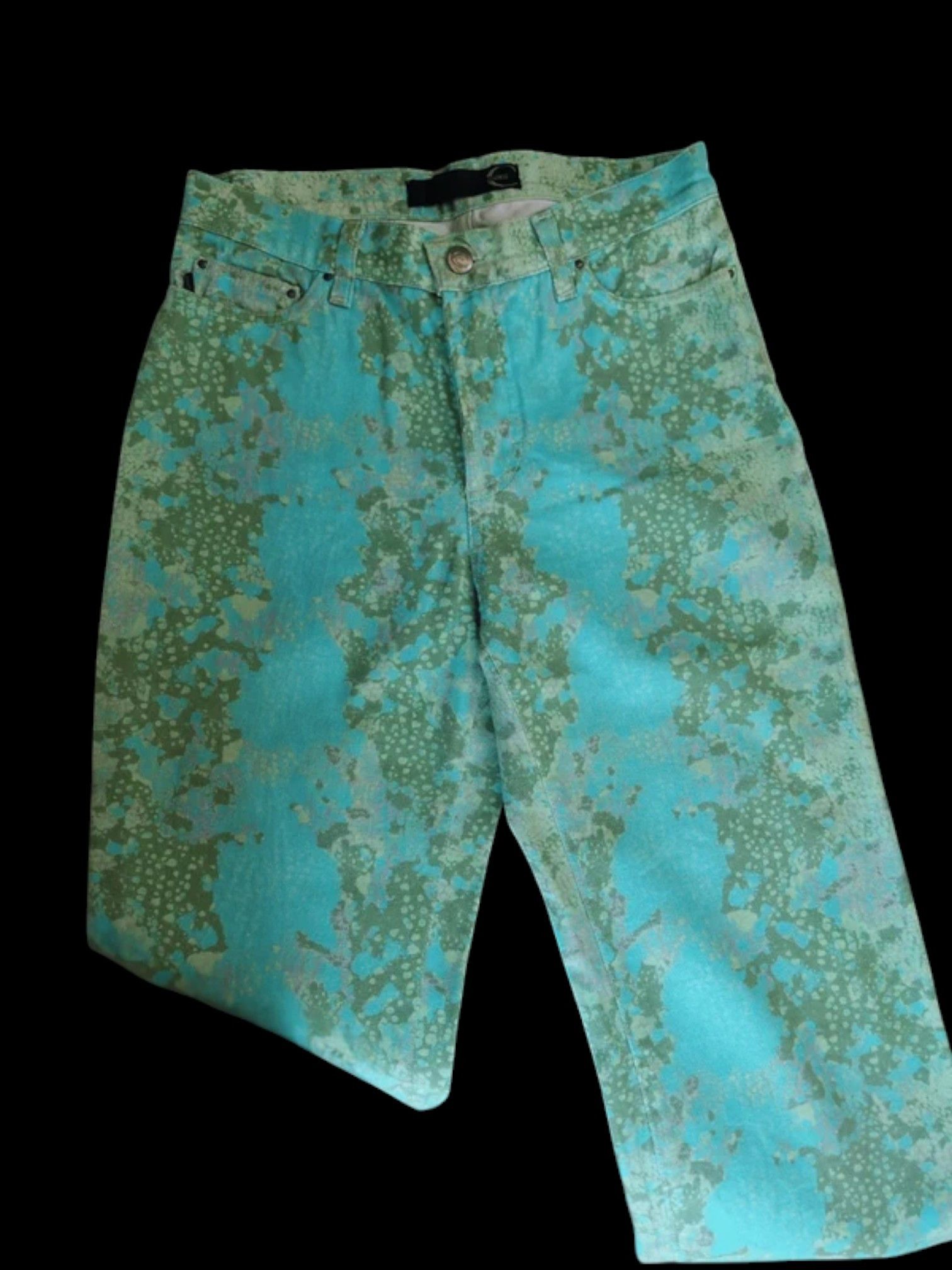 Just Cavalli Just Cavalli Glitter Acid Printed Jeans in Aqua & Green 2000 Size 27" / US 4 / IT 40 - 2 Thumbnail
