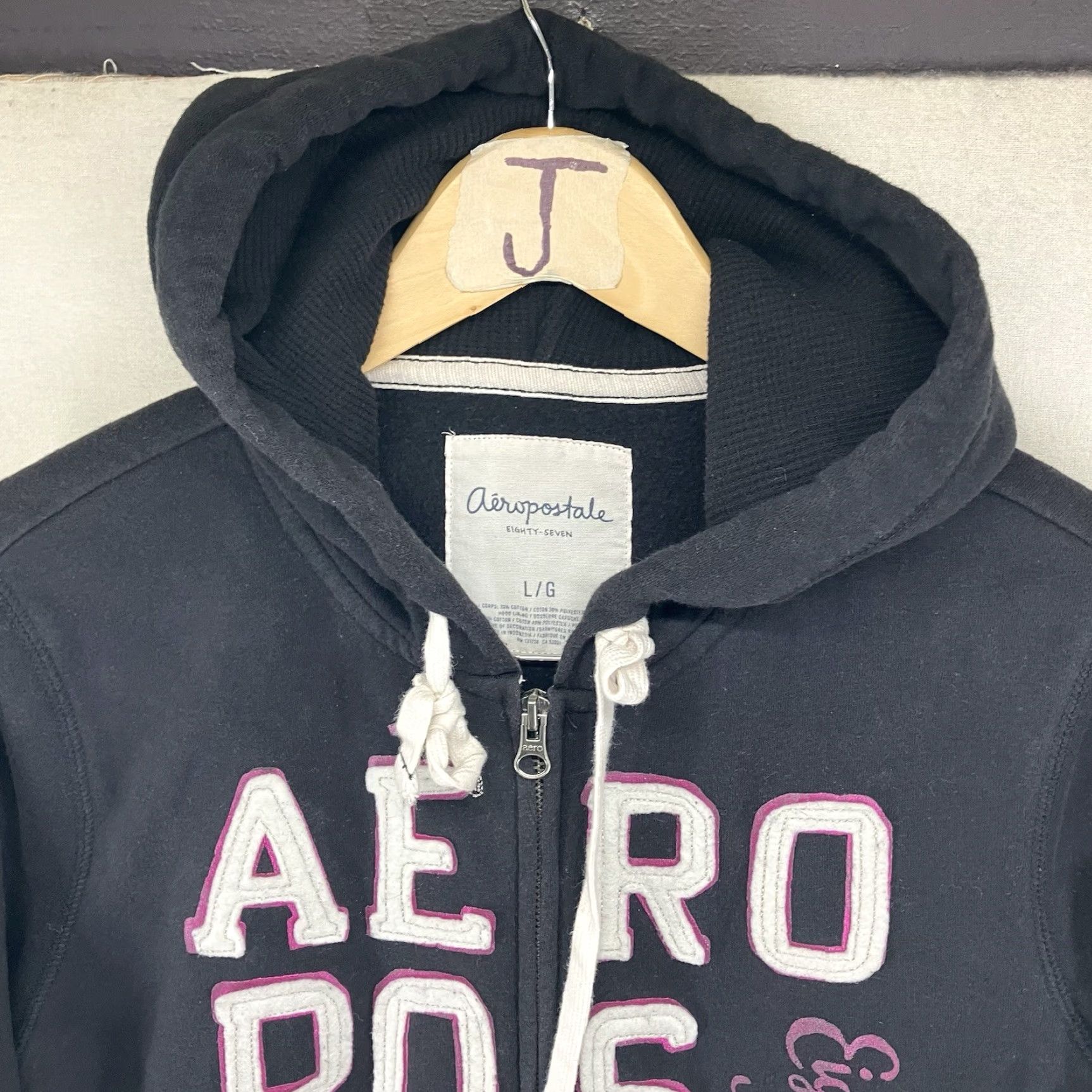 Vintage Aéropostale Hoodie Womens S Black Full Zip Embroidered Front Y2K 2000s Grunge Size S / US 4 / IT 40 - 6 Thumbnail