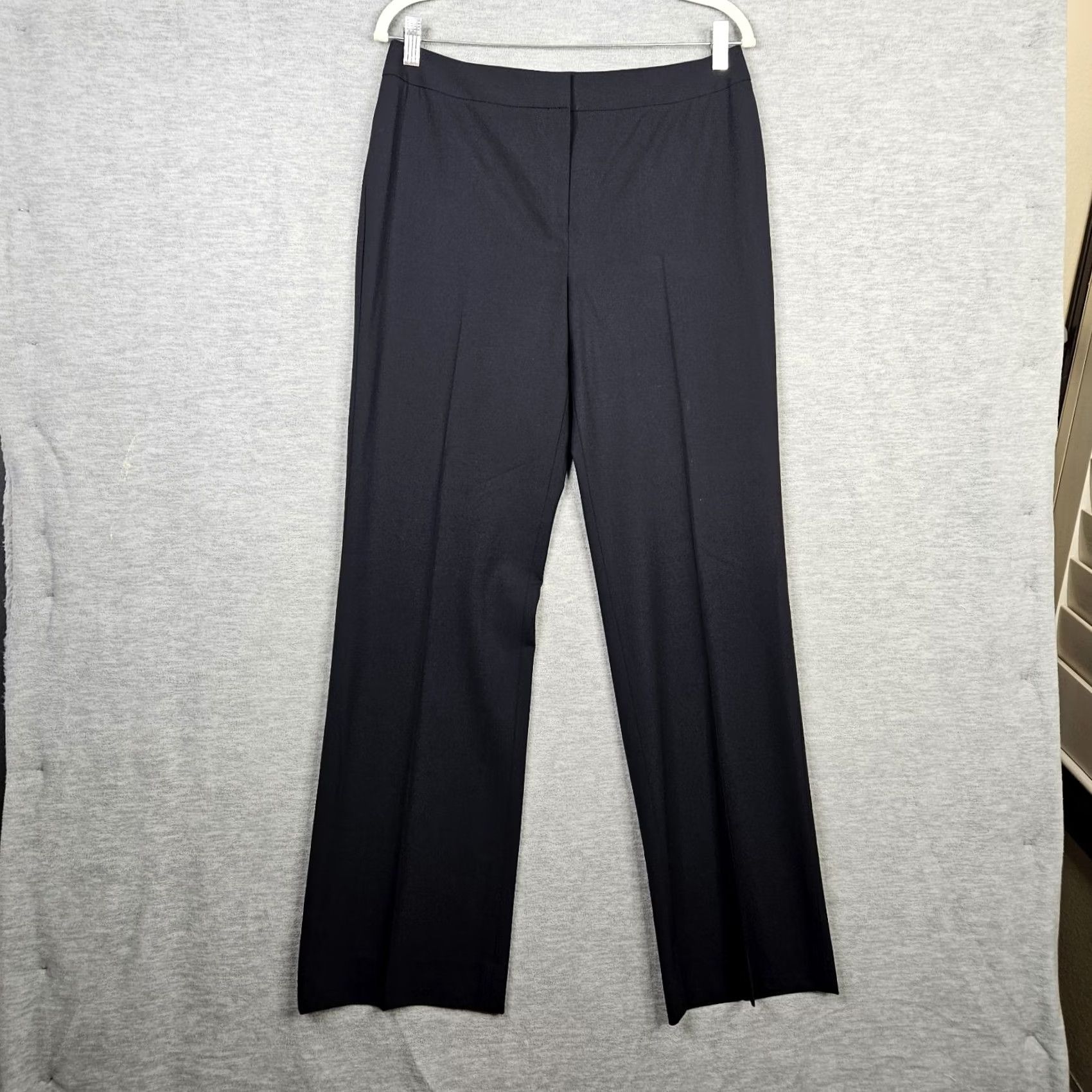 Vintage LAFAYETTE 148 Women’s Gray Straight Leg Dress Pants Size 8 Regular Wool Elastane Button Front Front Rise Mid Casual Womens Size 30" / US 8 / IT 44 - 2 Thumbnail