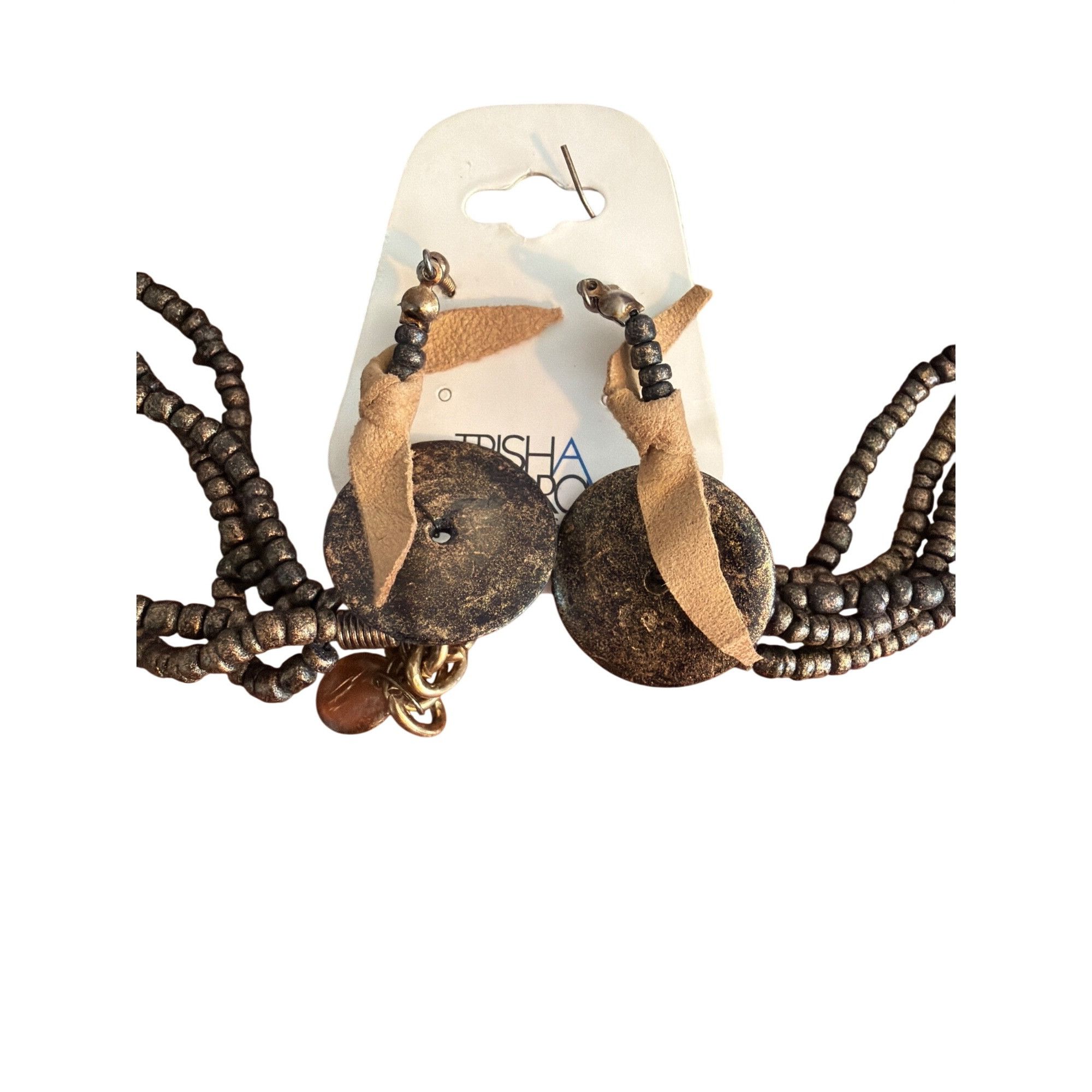Other Trisha Waldron Leather & Bead Multistrand Necklace & Earring Size ONE SIZE - 4 Thumbnail