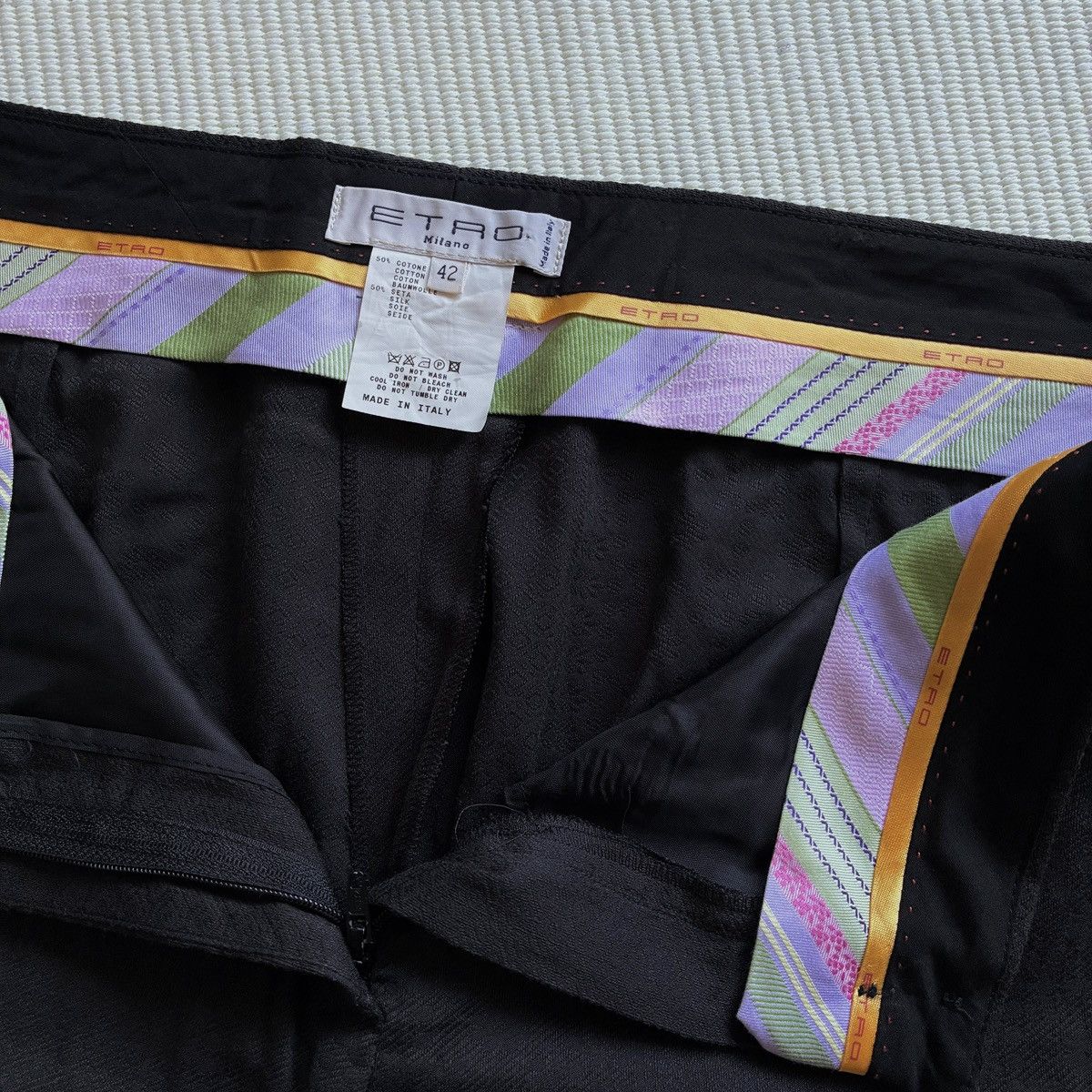 Etro ETRO Milano Silk Blend Straight Leg Patterned Black Pants Size 28" / US 6 / IT 42 - 5 Thumbnail