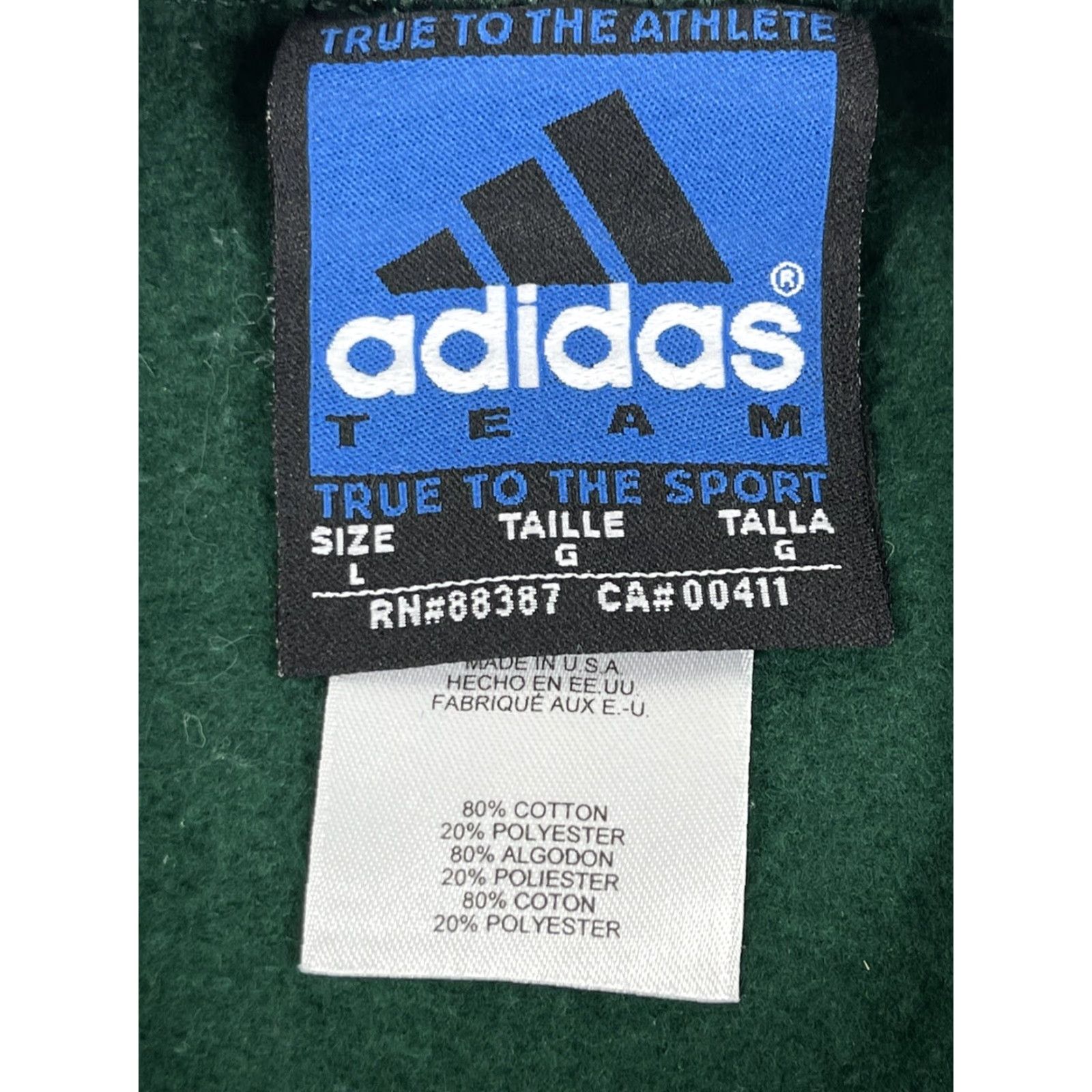 Adidas VINTAGE adidas Sweatshirt Crewneck 3 Stripe Trefoil Green Sz L Men Regular | Sweatshirt | Green | 90s Theme | Logo Embroidered Mens Size US L / EU 52-54 / 3 - 2 Thumbnail