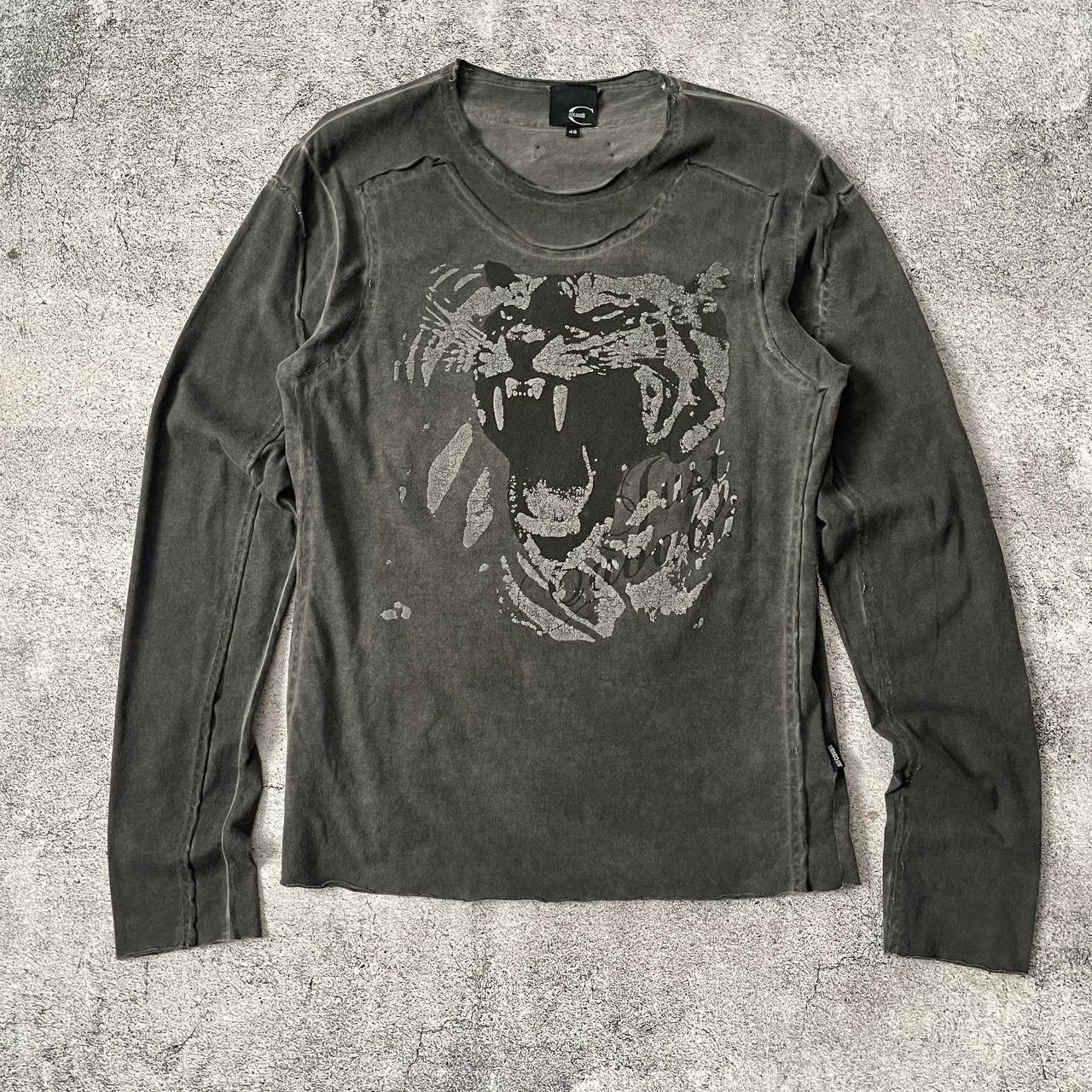 image of Vintage Just Cavalli Long Sleeve Tiger Roberto Avantgarde in Grey, Men's (Size Large)