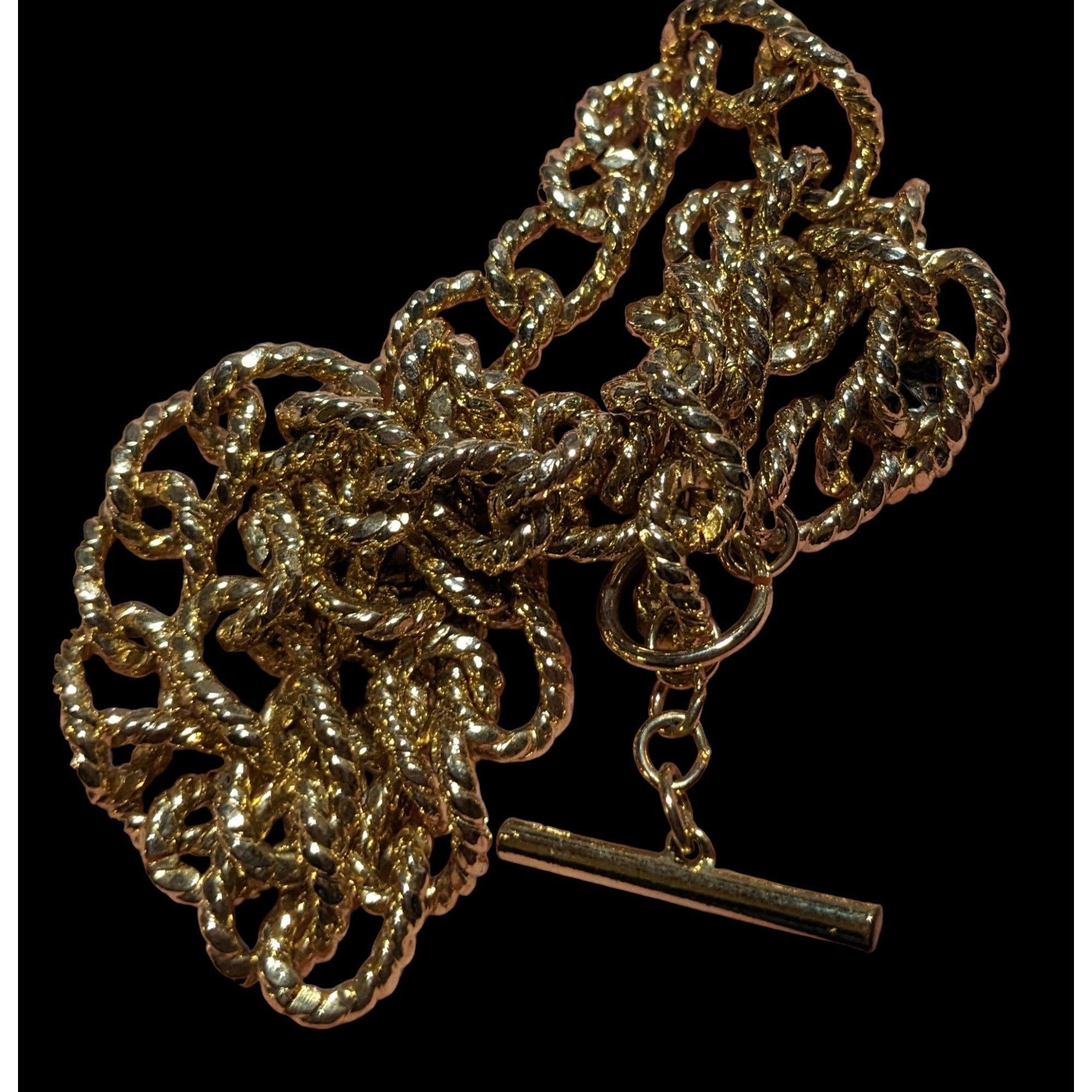 Other Bright Gold Textured Link Toggle Necklace Size ONE SIZE - 4 Thumbnail