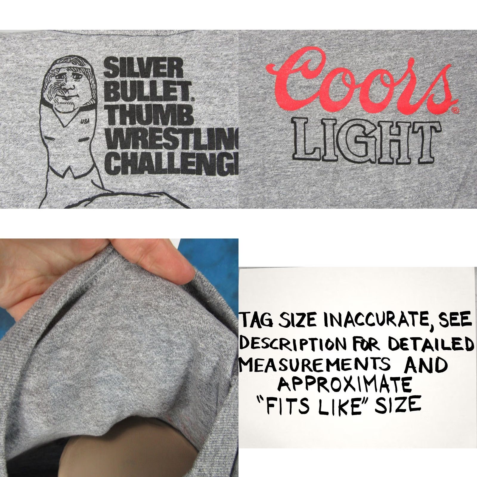 Vintage VINTAGE Coors Silver Bullet T-Shirt Men L 80s 90s Gray Short Sleeve Crew Neck Deadstock Unwashed Slim Paper Thin Sportswear Size US L / EU 52-54 / 3 - 8 Thumbnail