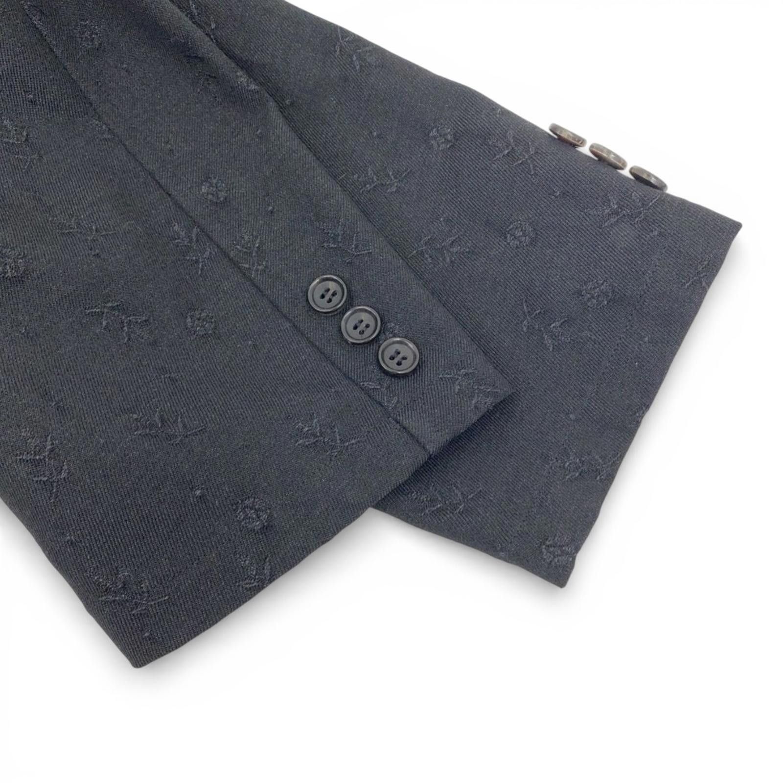 Comme des Garcons Comme des Garçons - Black Embroidered Blazer Jacket Size 38R - 6 Thumbnail