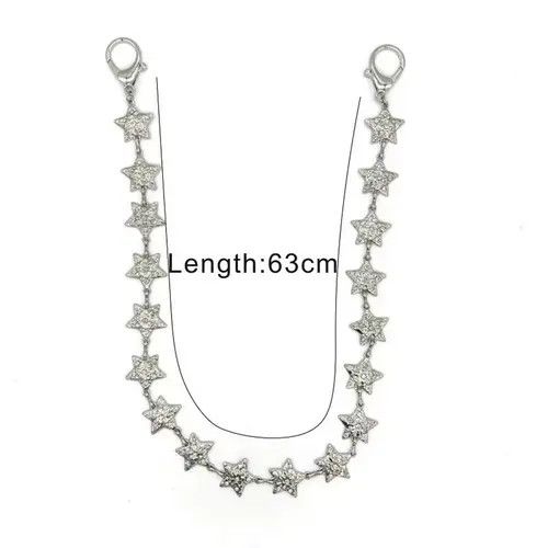 Jewelry Silver Star Chain Wallet Keychain, Punk Style Accessory Size ONE SIZE - 5 Thumbnail