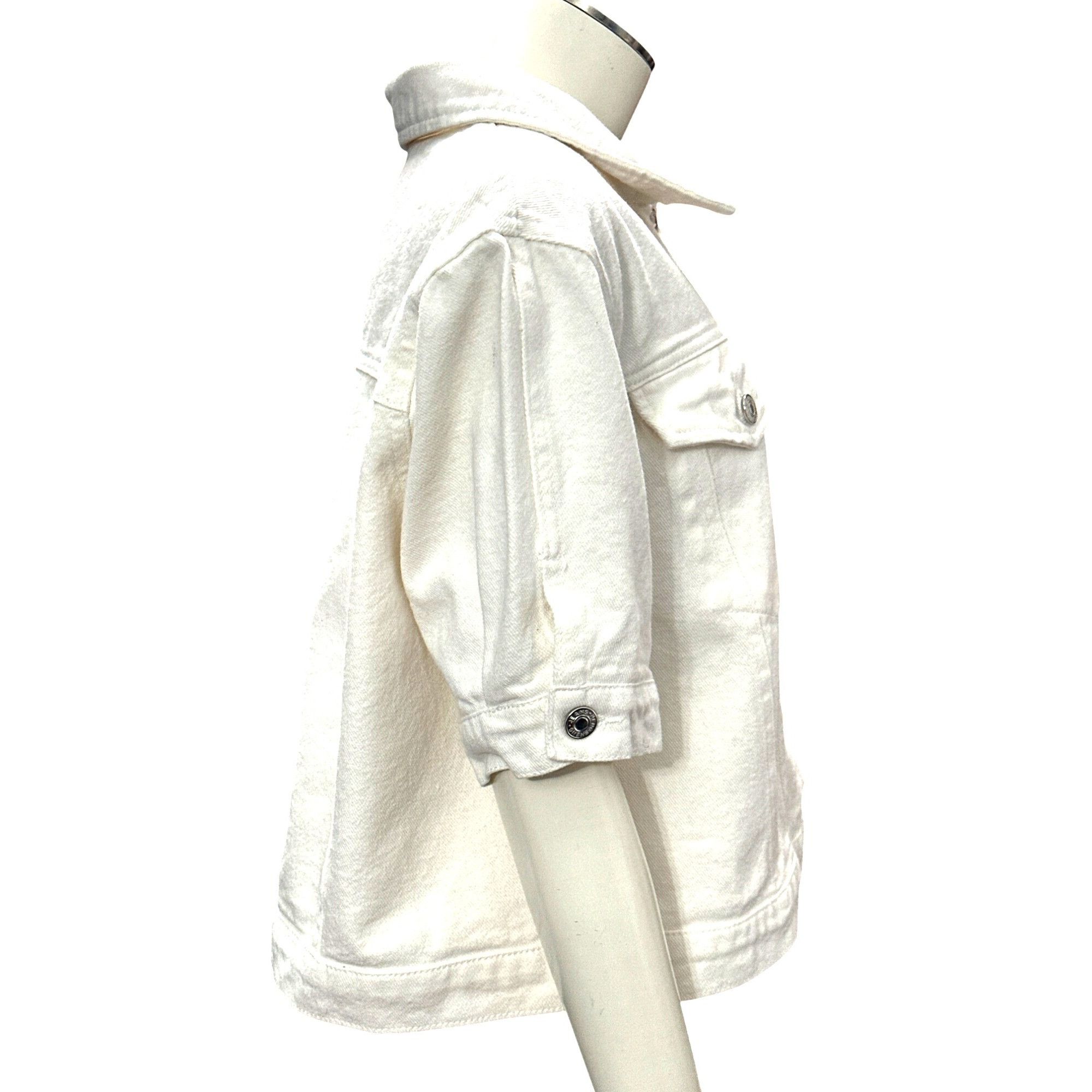 Other CCC Hengsheng White Denim Crop Top Jacket Cotton Polyester Size XL / US 12-14 / IT 48-50 - 4 Thumbnail