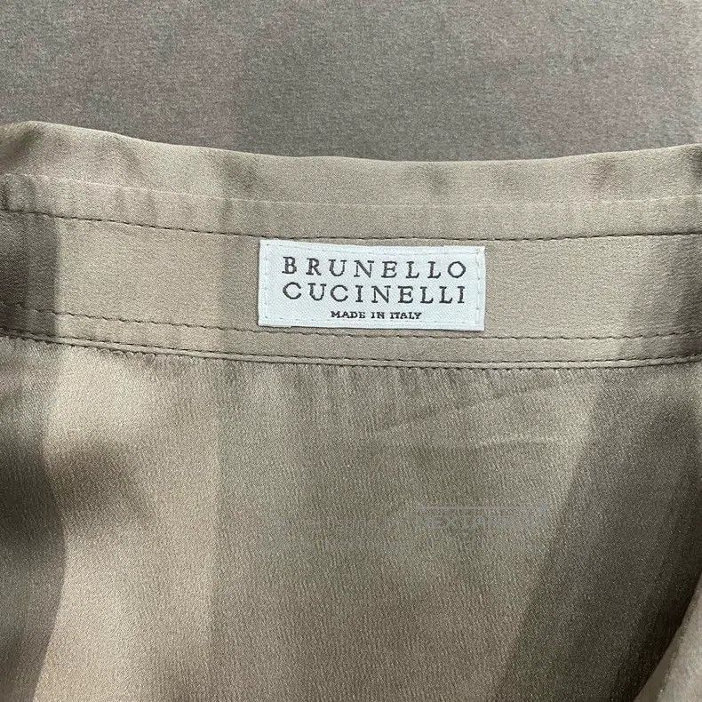 Brunello Cucinelli Brunello Cucinelli Champagne Silk Satin Shirt Size L / US 10 / IT 46 - 3 Thumbnail