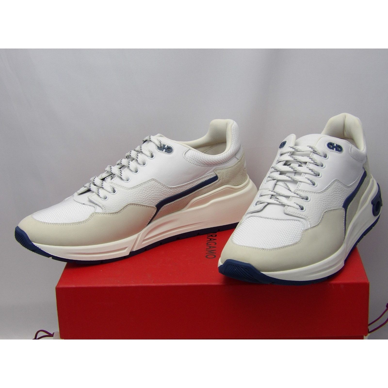 Salvatore Ferragamo FERRAGAMO COSMA LOW WHITE EATHER GANCINI MESH SNEAKERS 13 IT Size US 14 / EU 47 - 10 Thumbnail