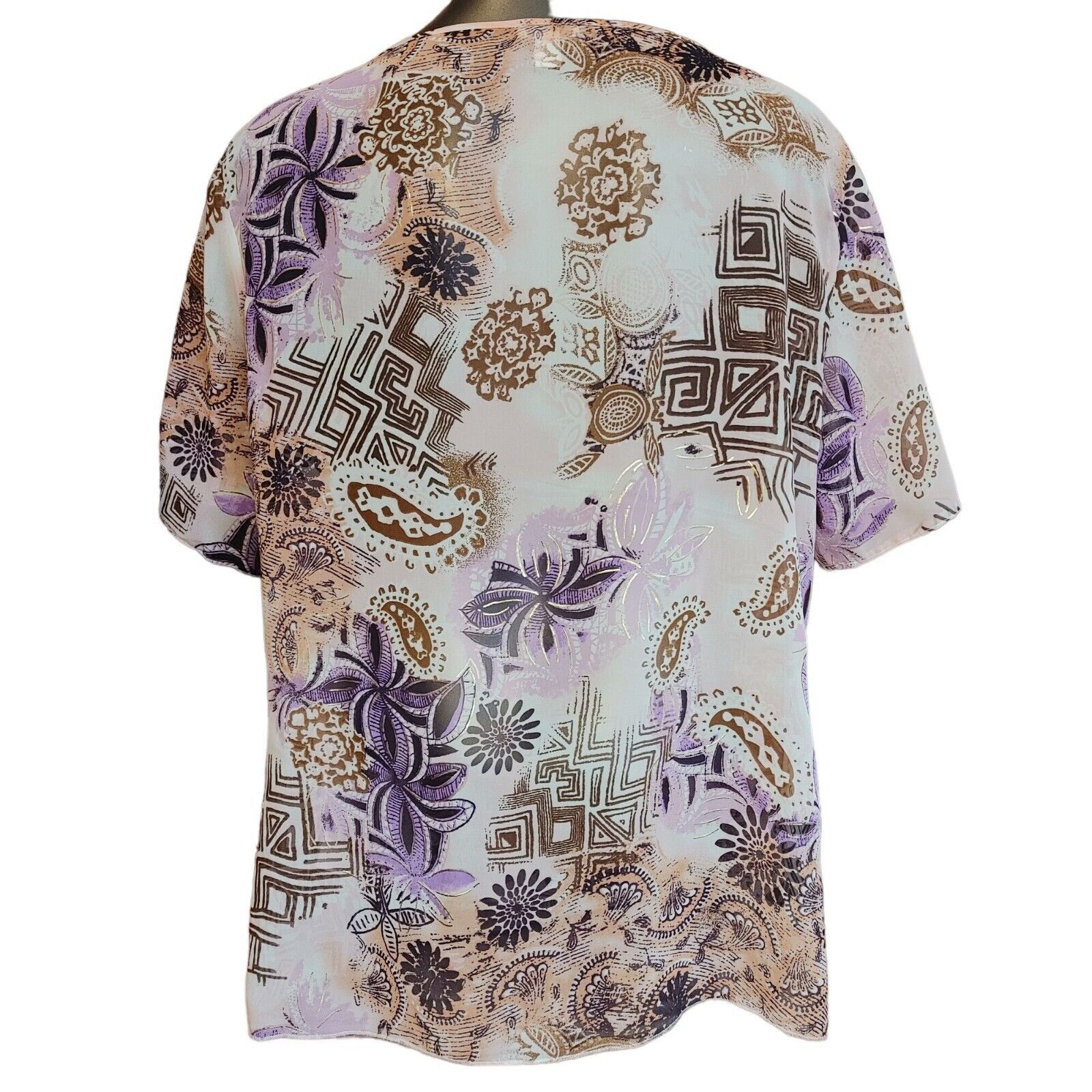 Other Apt 9 Women Beige Scoop Neck Short Sleeve Blouse XL Size XL / US 12-14 / IT 48-50 - 2 Thumbnail