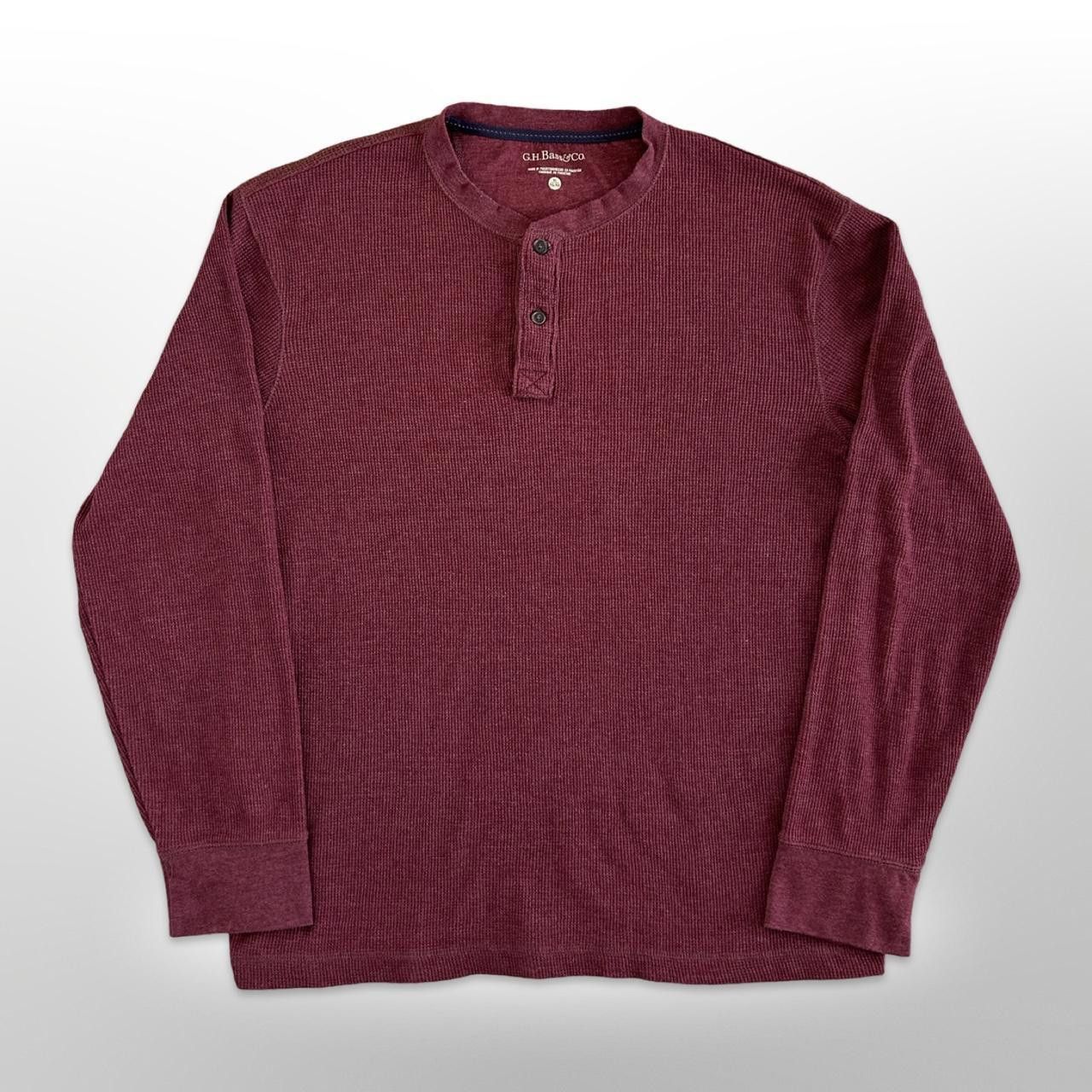 G.H. Bass & Co. Vintage G.H. Bass & Co Burgundy Long Sleeve Henley Size US XL / EU 56 / 4 - 1 Thumbnail