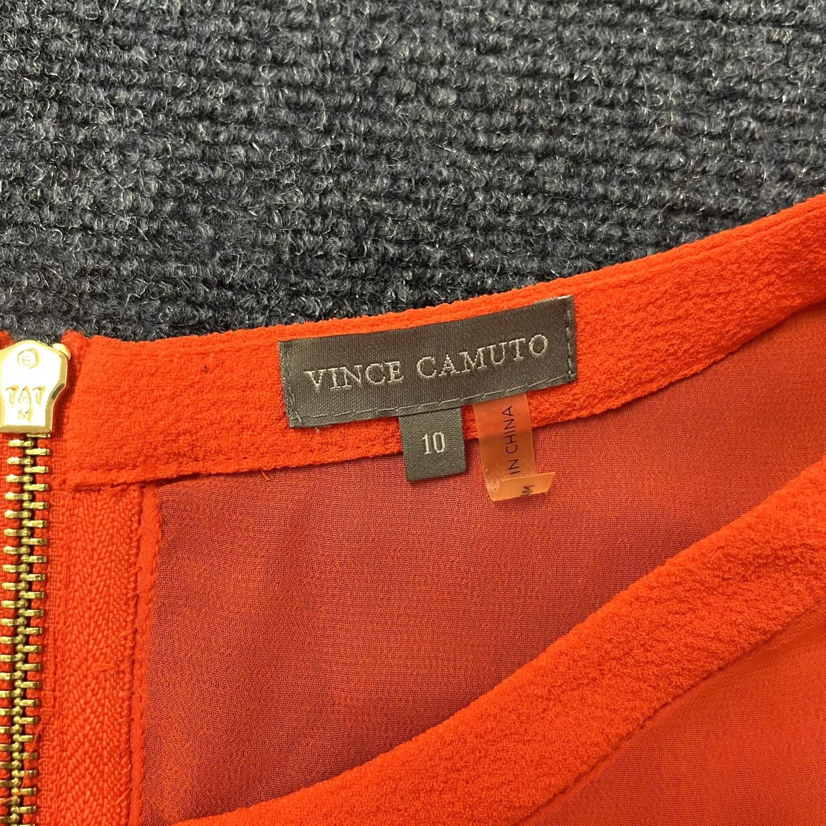 Vince Camuto Vince Camuto Dress Womens 10 Orange Sleeveless Sheer Yoke Drop Waist Flounce Hem Size L / US 10 / IT 46 - 2 Thumbnail