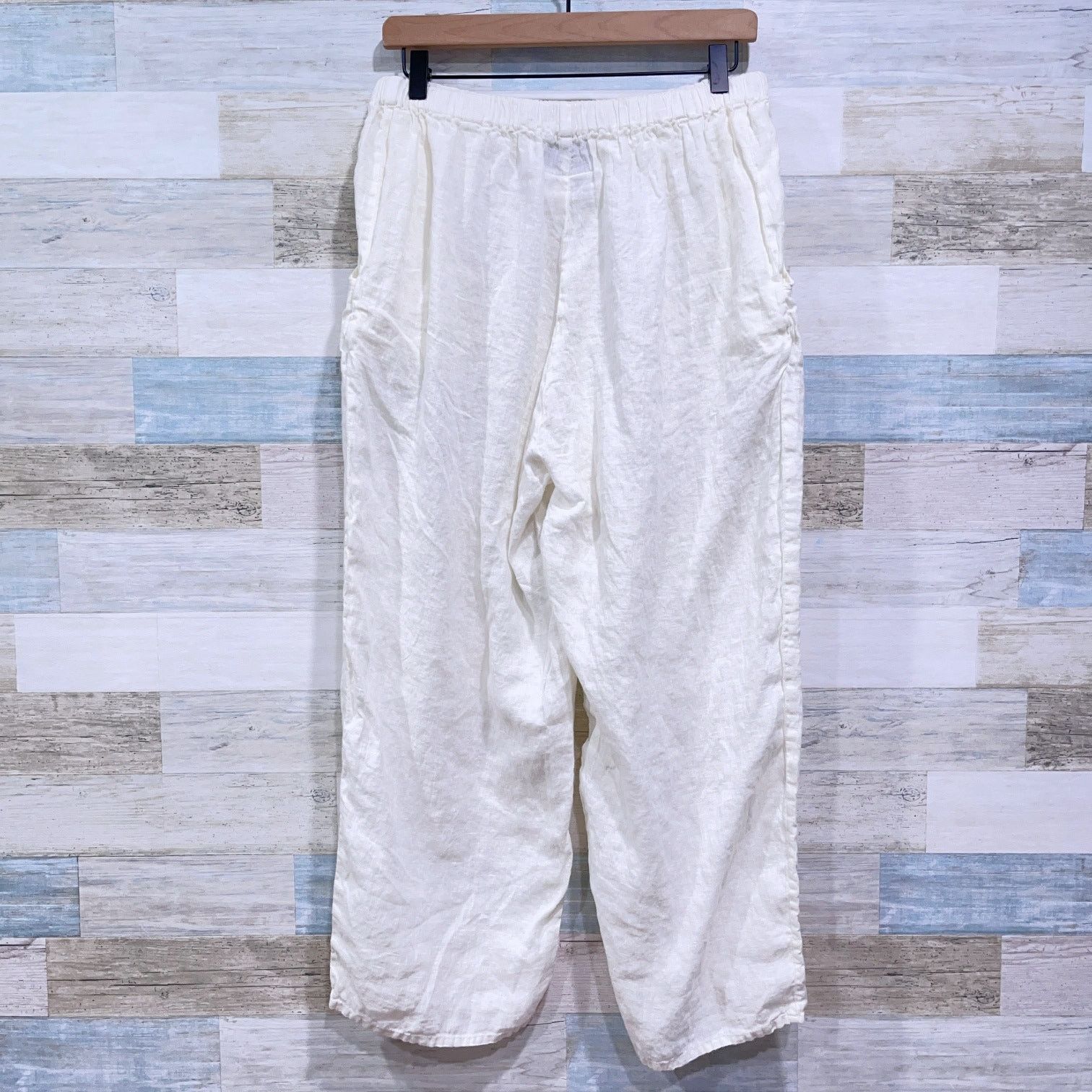 FLAX FLAX Jeanne Engelhart Linen Crop Tapered Pants Off White M Size 27" / US 4 / IT 40 - 3 Thumbnail