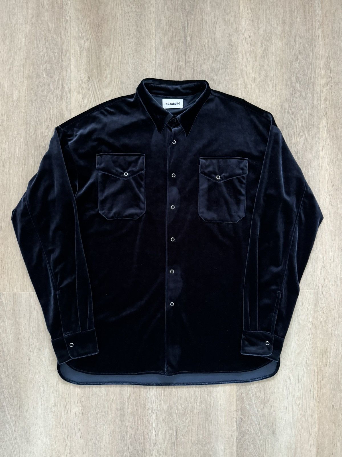 Pre-owned Kozaburo Aw22 Velour Boxy Fit Snap Button Shirt
