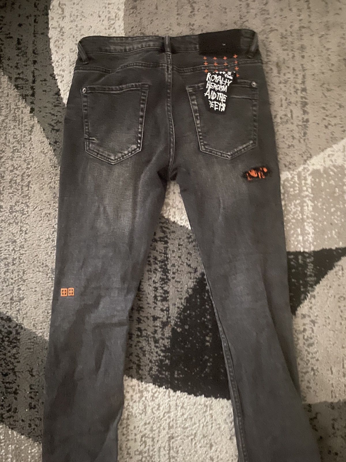Ksubi Black Van Wrinkle Angst Fire Patch Jeans Size US 30 / EU 46 - 2 Thumbnail