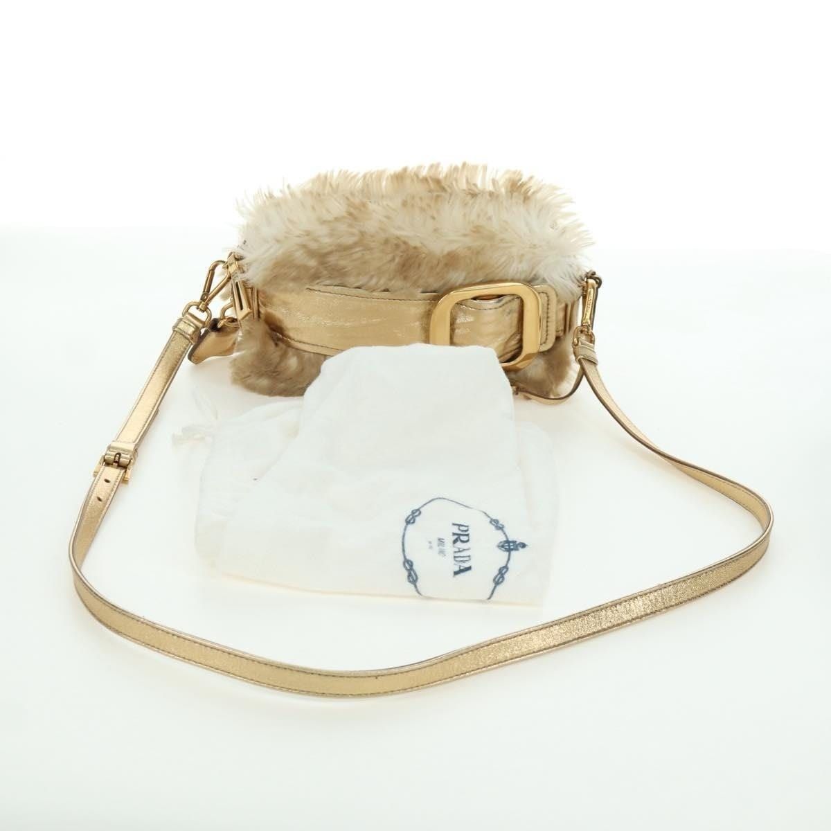 Prada Prada Fur Shoulder Bag Beige Size ONE SIZE - 3 Thumbnail