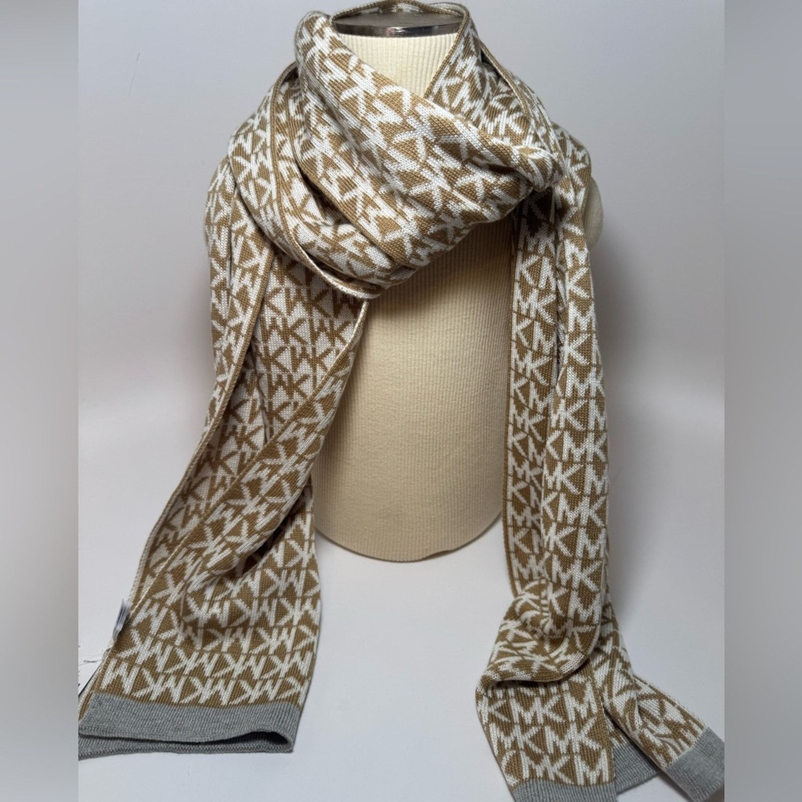 Michael Kors Michael Kors Scarf Brown & White Monogram NWT | Preppy Style Size ONE SIZE - 1 Thumbnail