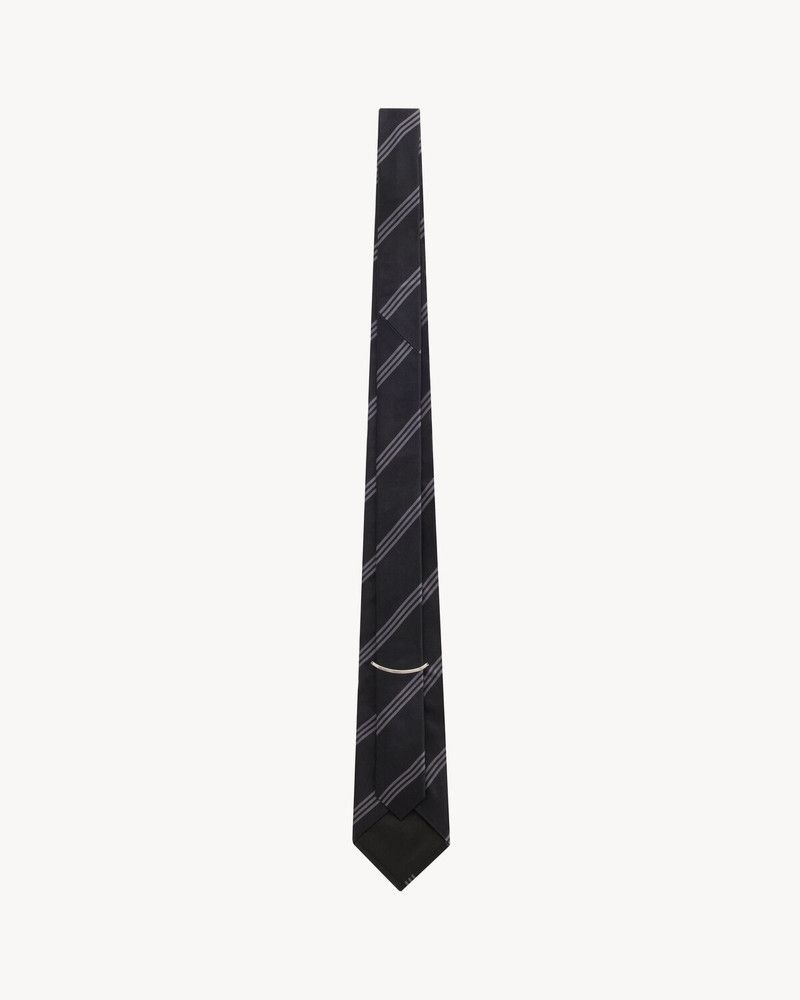 Saint Laurent Paris o1s1wg110126 811398 Size: L / Wide Tie in Striped Silk Size ONE SIZE - 3 Thumbnail