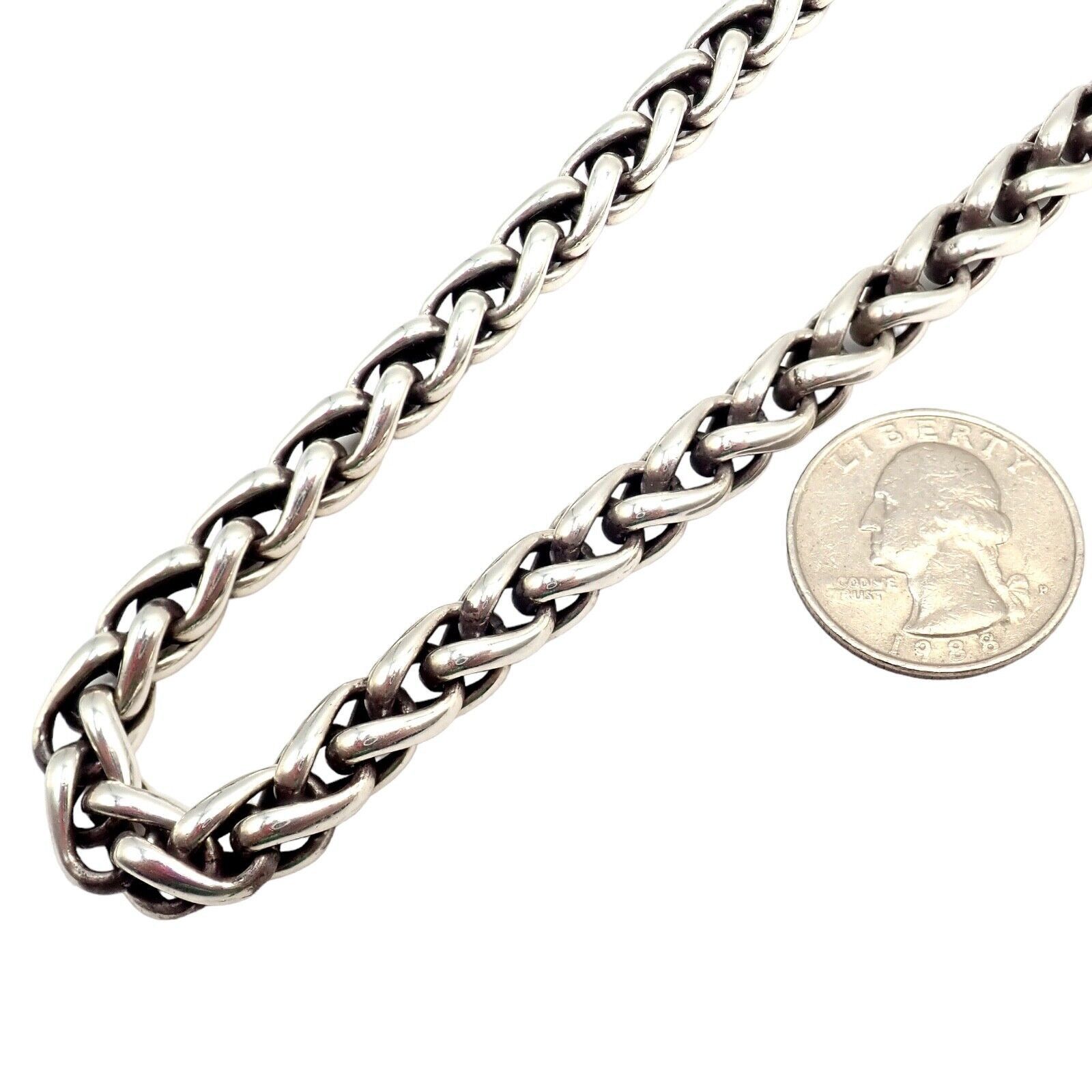 Silver 14k Yellow Gold Wheat 8.5mm Chain Necklace 16