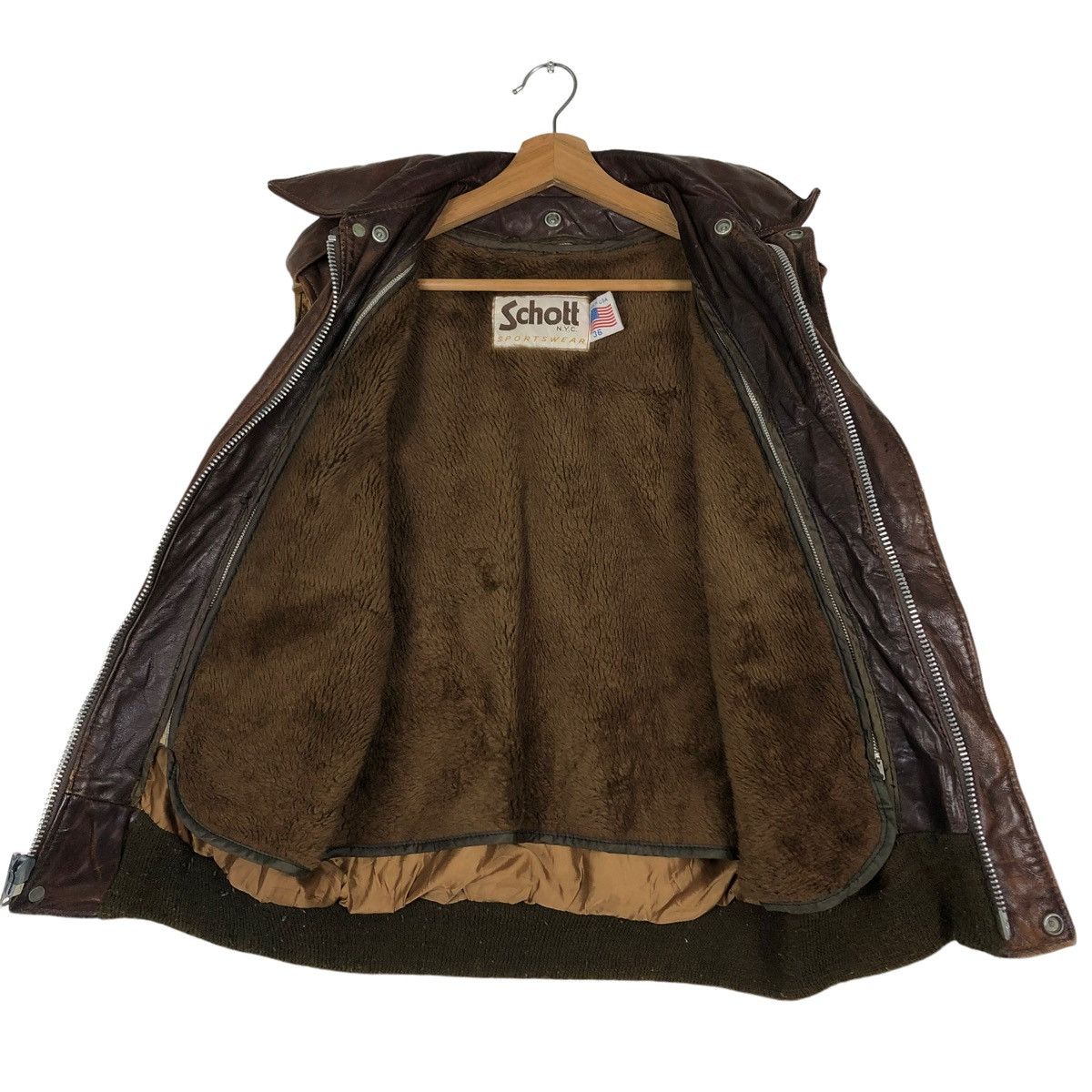 Schott 🔥VINTAGE SCHOTT LEATHER TANK TOP JACKET MADE IN USA Size US M / EU 48-50 / 2 - 13 Thumbnail