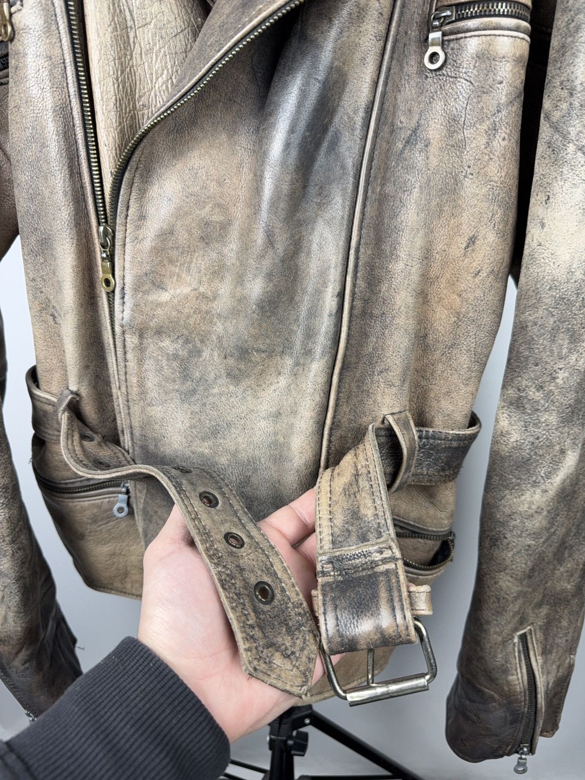 Genuine Leather 90s Retro Heavy Distressed Leather Moto Biker Jacket Vintage Size US XL / EU 56 / 4 - 12 Thumbnail