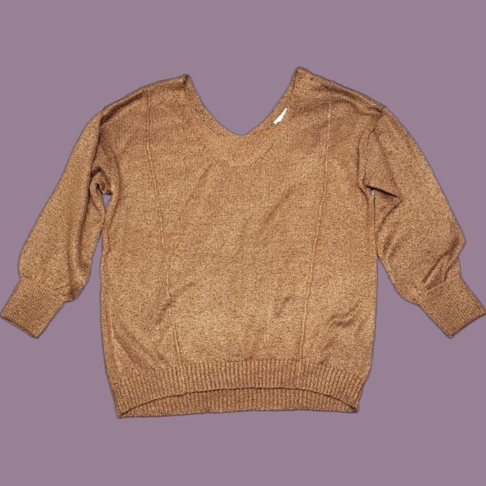 Vintage Rue21 Sweater Womens M Brown Long Sleeve Solid Minimalist V-Neck Pullover New Size M / US 6-8 / IT 42-44 - 1 Thumbnail