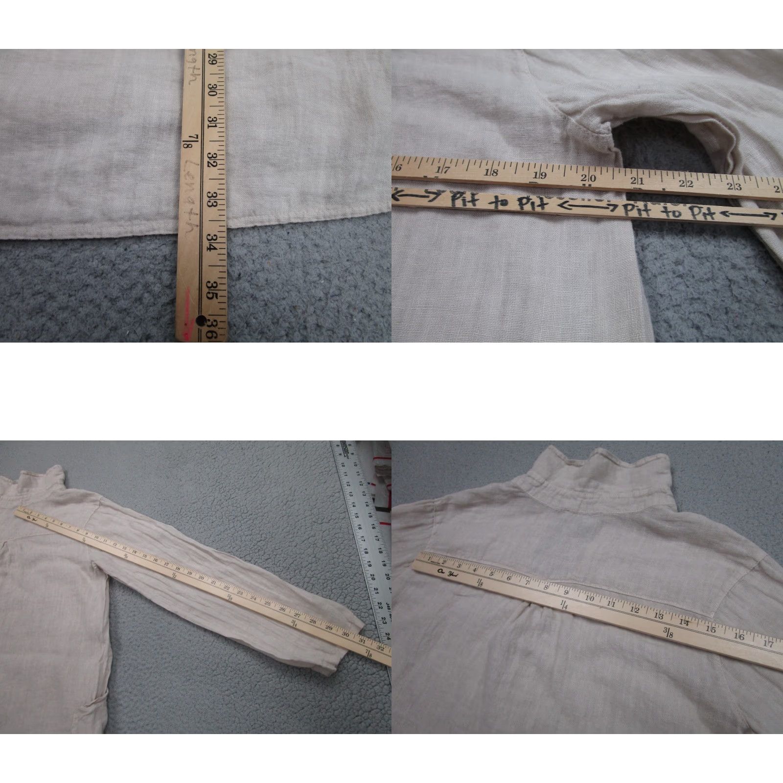 Vintage Francesca Bettini Linen Dress Womens S Beige Oatmeal Cottagecore Italy Tunic Shirt Dress Size S / US 4 / IT 40 - 8 Thumbnail