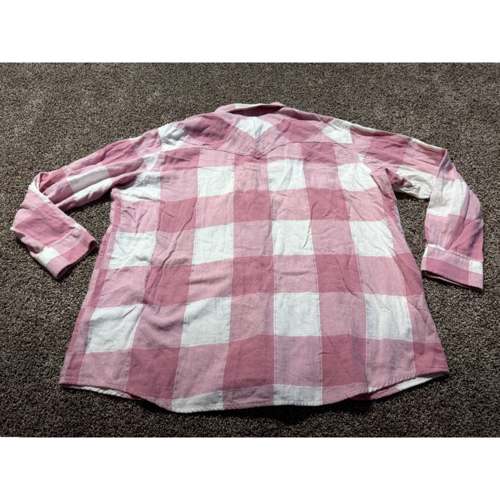 Wrangler Wrangler Retro Women's Shirt 2XL Pink Plaid Distress Sparkle Snap Button-Up Casual Western Vintage: No Size XXL / US 16-18 / IT 52-54 - 2 Thumbnail