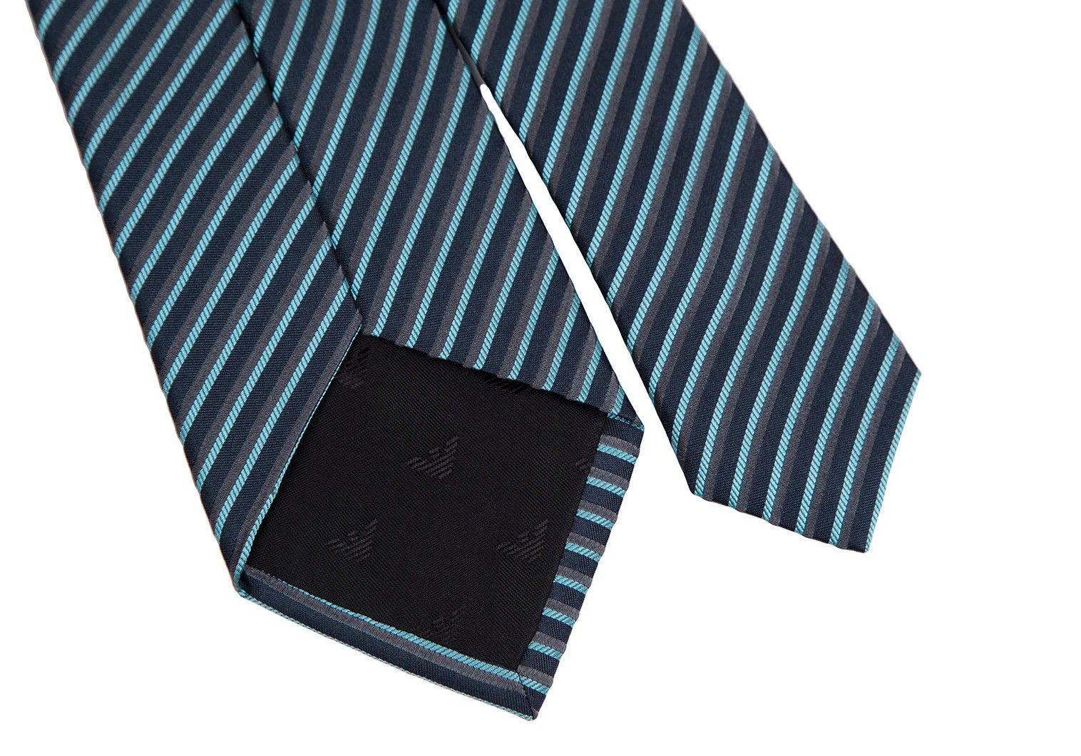 Emporio Armani Silk Regimental Alternate Stripe Tie in Light Blue Grey Size ONE SIZE - 7 Thumbnail