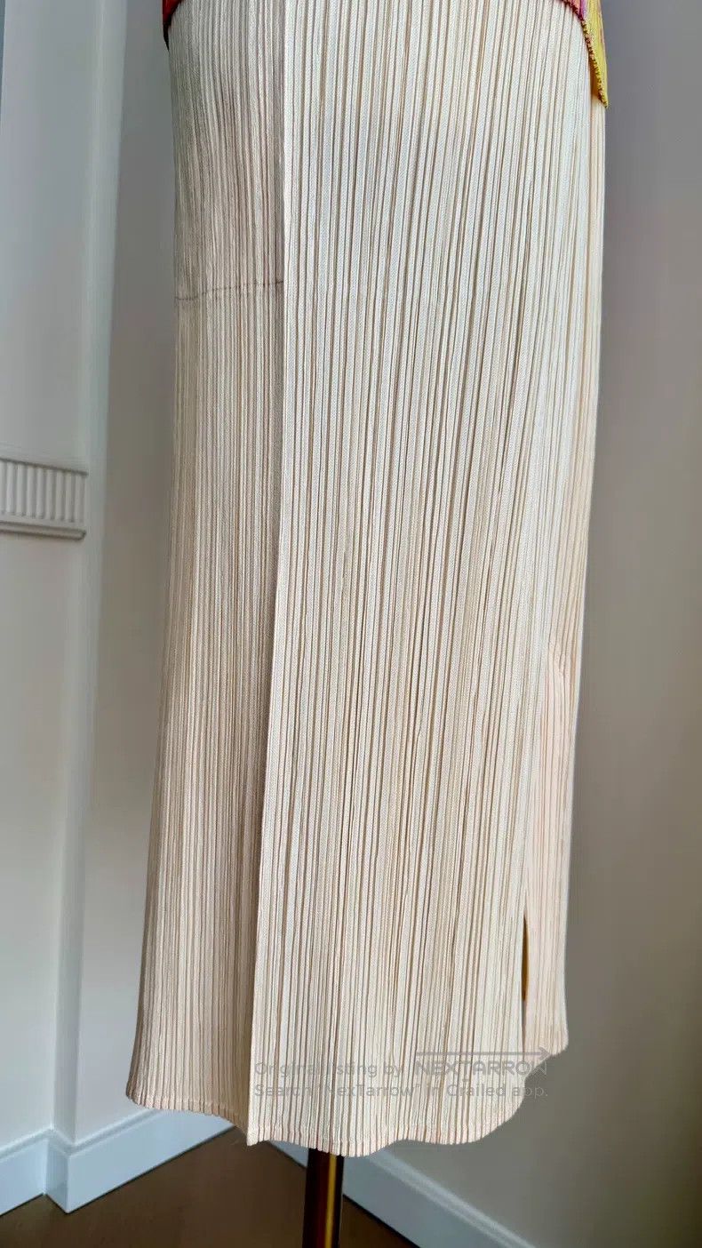 Issey Miyake Issey Miyake size:3 Beige Pleated Midi Skirt Size 22" - 4 Thumbnail