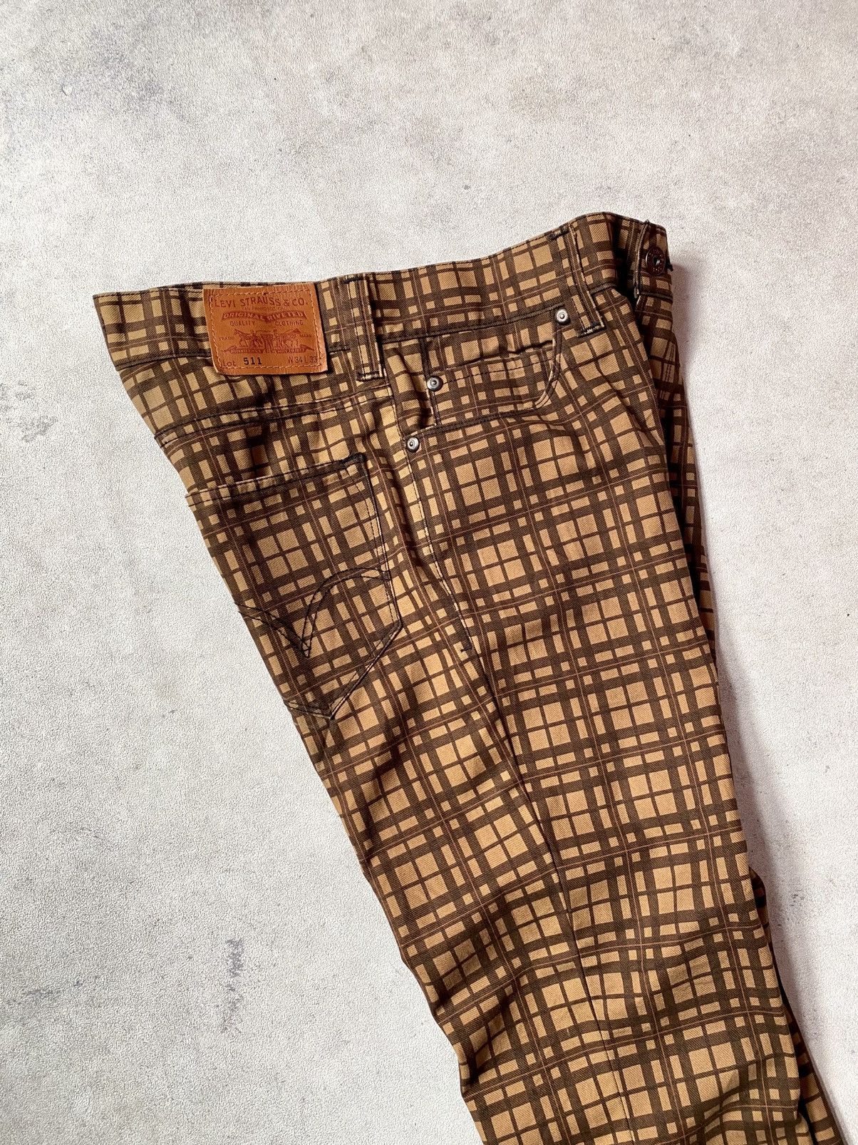 Levi's Vintage Levis Plaid Checkered Brown Jeans Size US 34 / EU 50 - 7 Thumbnail